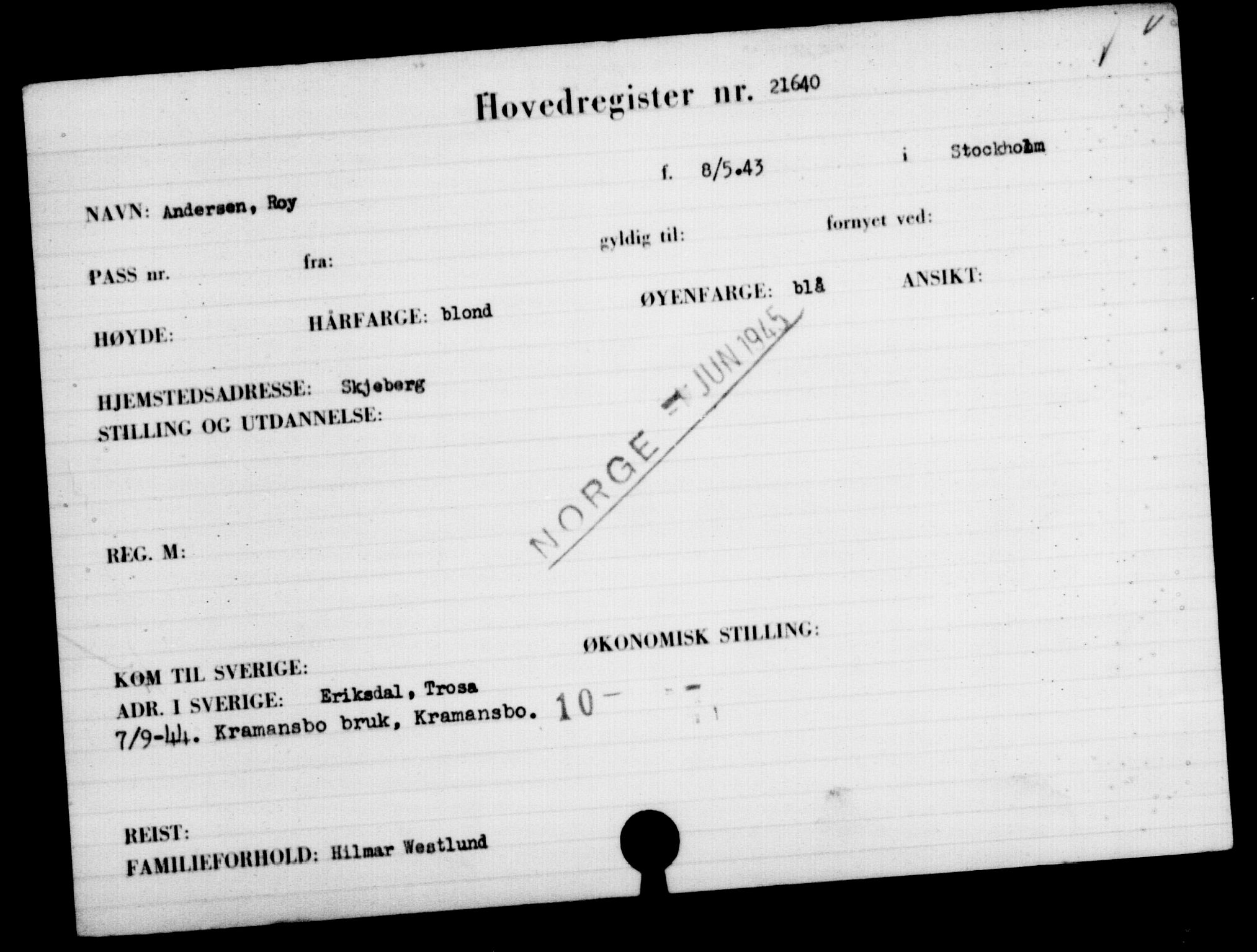 Den Kgl. Norske Legasjons Flyktningskontor, AV/RA-S-6753/V/Va/L0009: Kjesäterkartoteket.  Flyktningenr. 18502-22048, 1940-1945, s. 2665