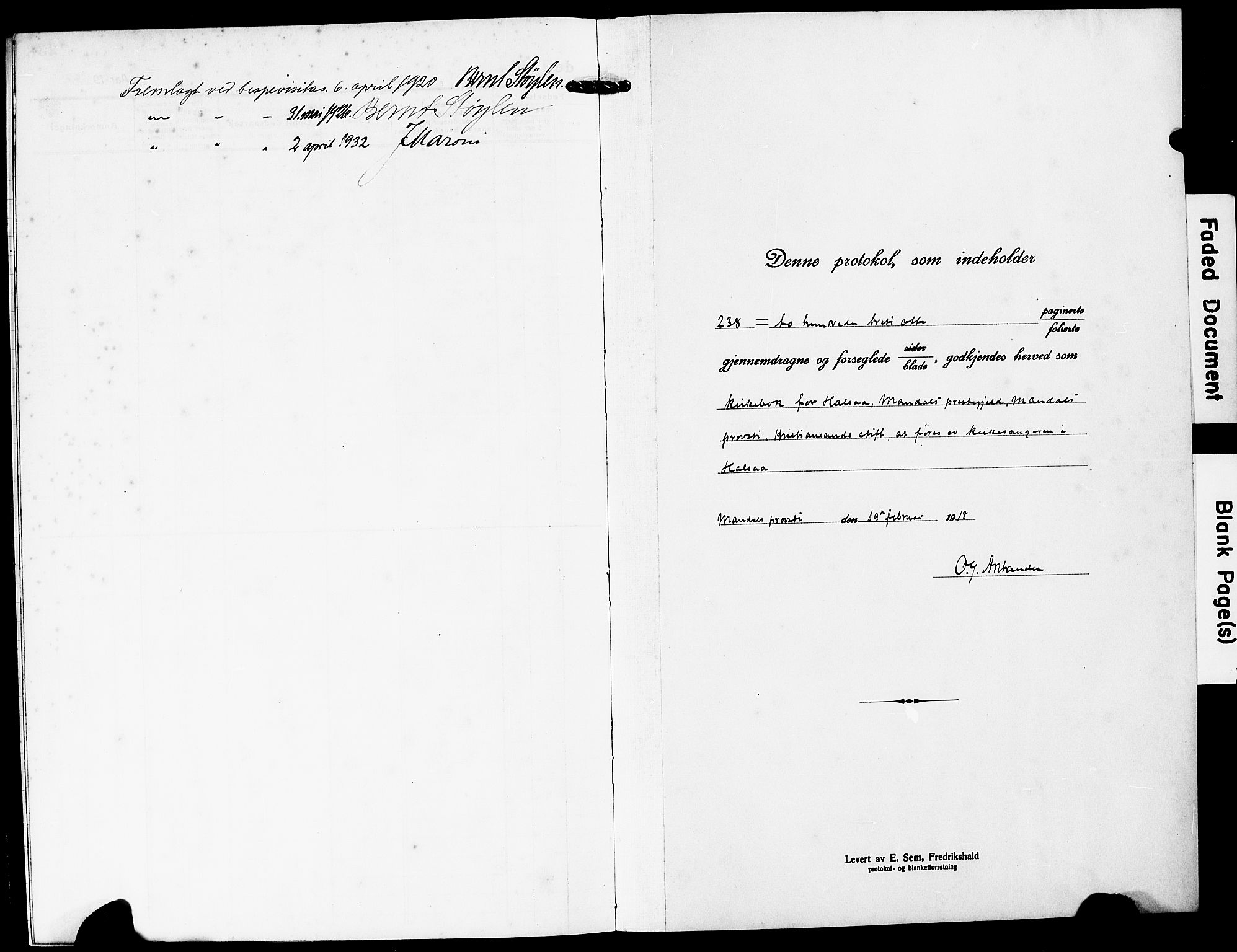 Mandal sokneprestkontor, SAK/1111-0030/F/Fb/Fba/L0013: Klokkerbok nr. B 7, 1918-1931, s. 207