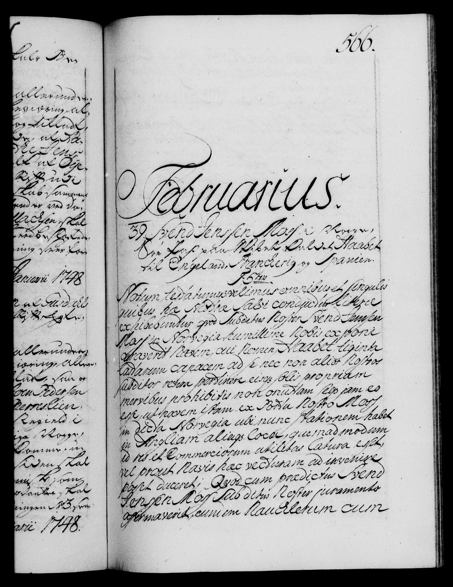 Danske Kanselli 1572-1799, RA/EA-3023/F/Fc/Fca/Fcaa/L0035: Norske registre, 1746-1748, s. 566a