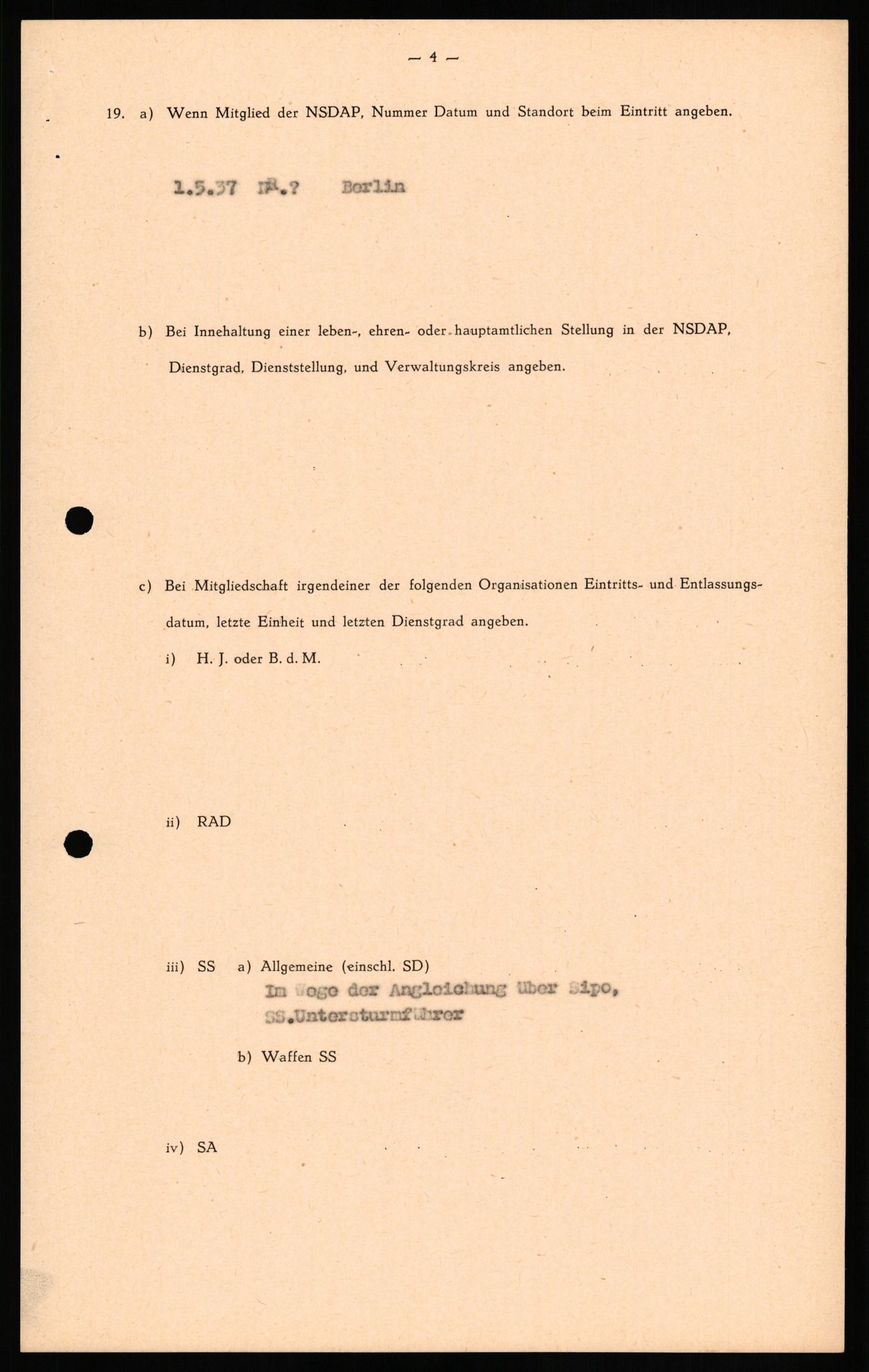 Forsvaret, Forsvarets overkommando II, AV/RA-RAFA-3915/D/Db/L0034: CI Questionaires. Tyske okkupasjonsstyrker i Norge. Tyskere., 1945-1946, s. 109