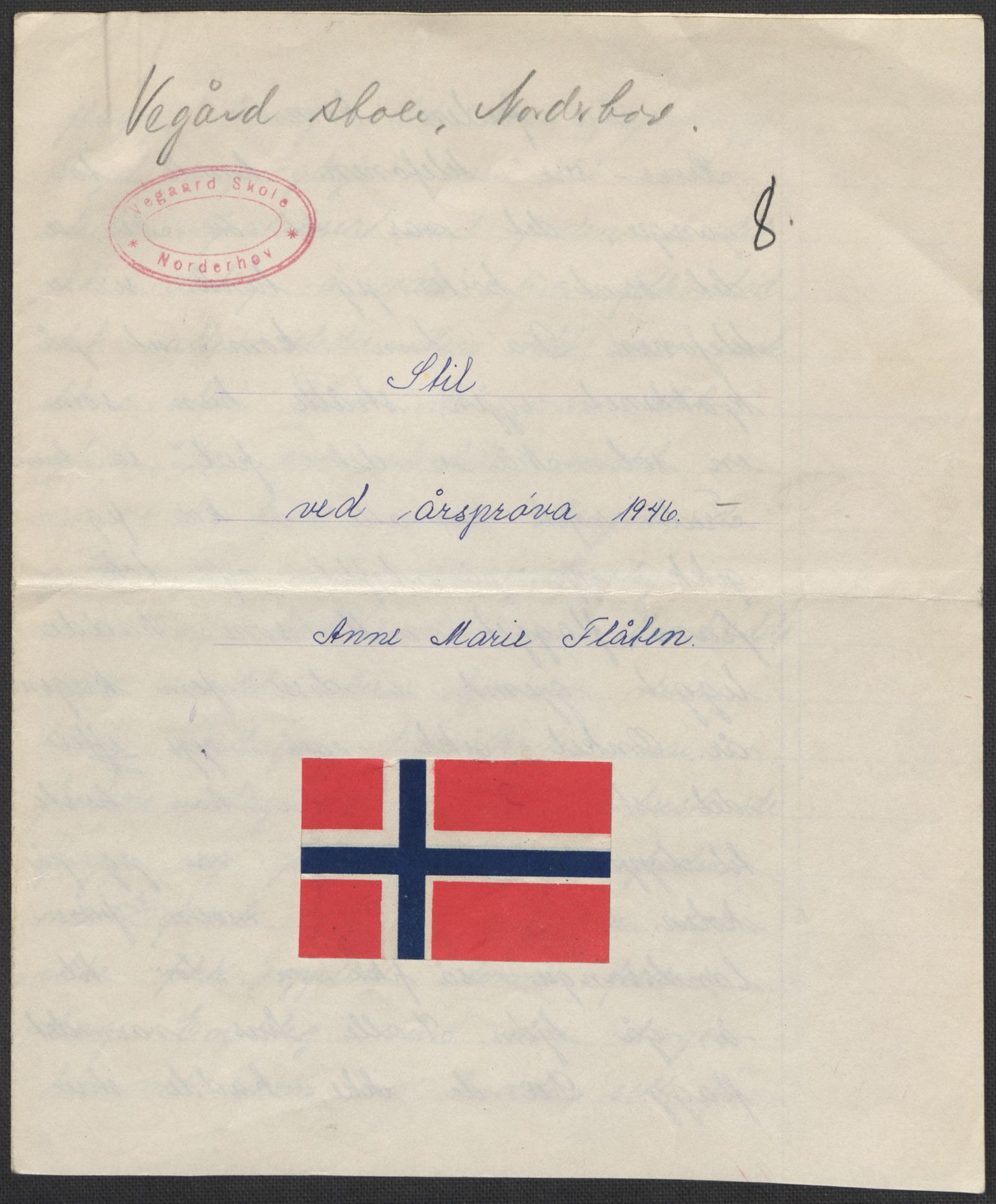 Det norske totalavholdsselskap, RA/PA-0419/E/Eb/L0603: Skolestiler om krigstida (ordnet topografisk etter distrikt og skole), 1946, s. 317
