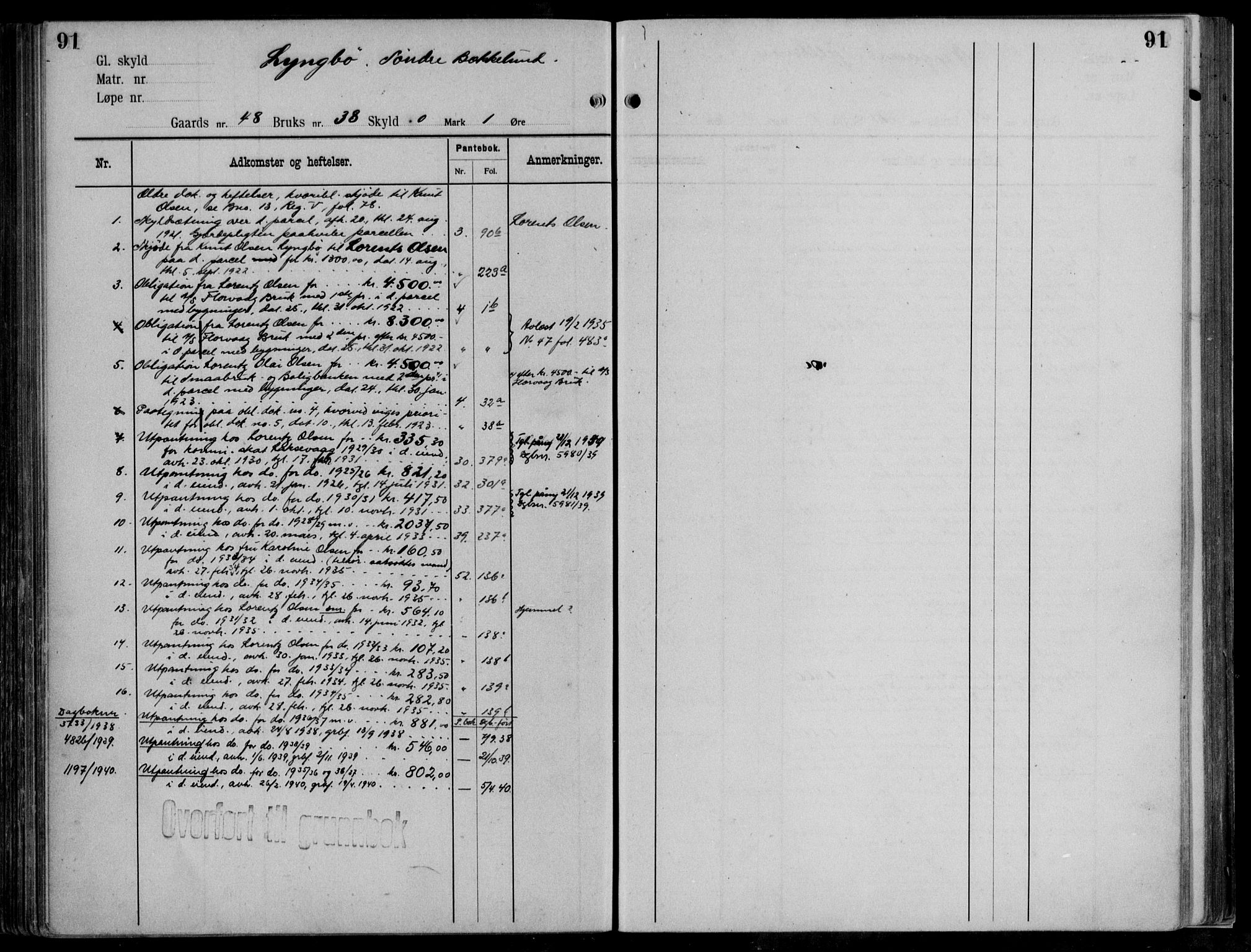 Midhordland sorenskriveri, AV/SAB-A-3001/1/G/Ga/Gab/L0111: Panteregister nr. II.A.b.111, s. 91