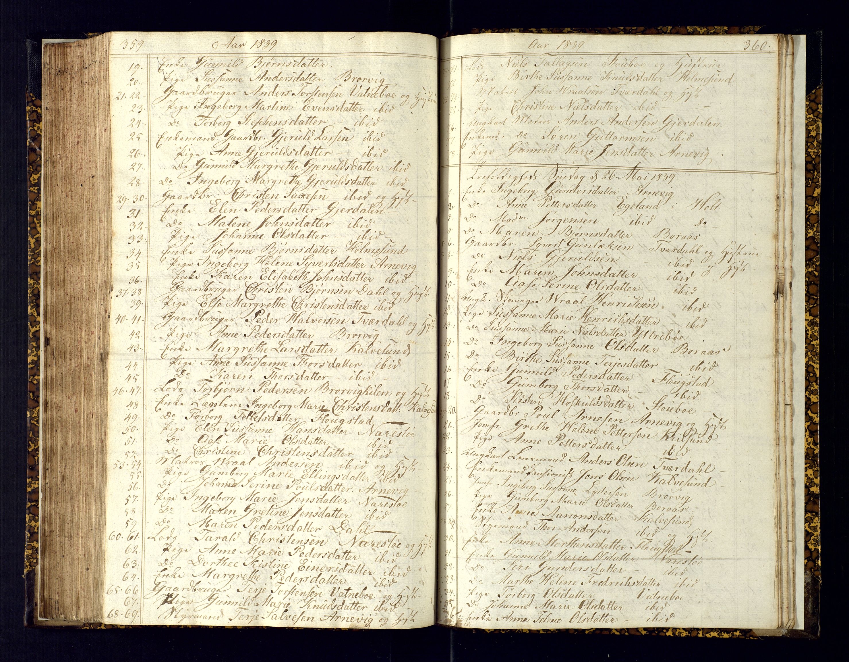 Dypvåg sokneprestkontor, AV/SAK-1111-0007/F/Fc/Fcb/L0001: Kommunikantprotokoll nr. C-1, 1813-1840, s. 359-360