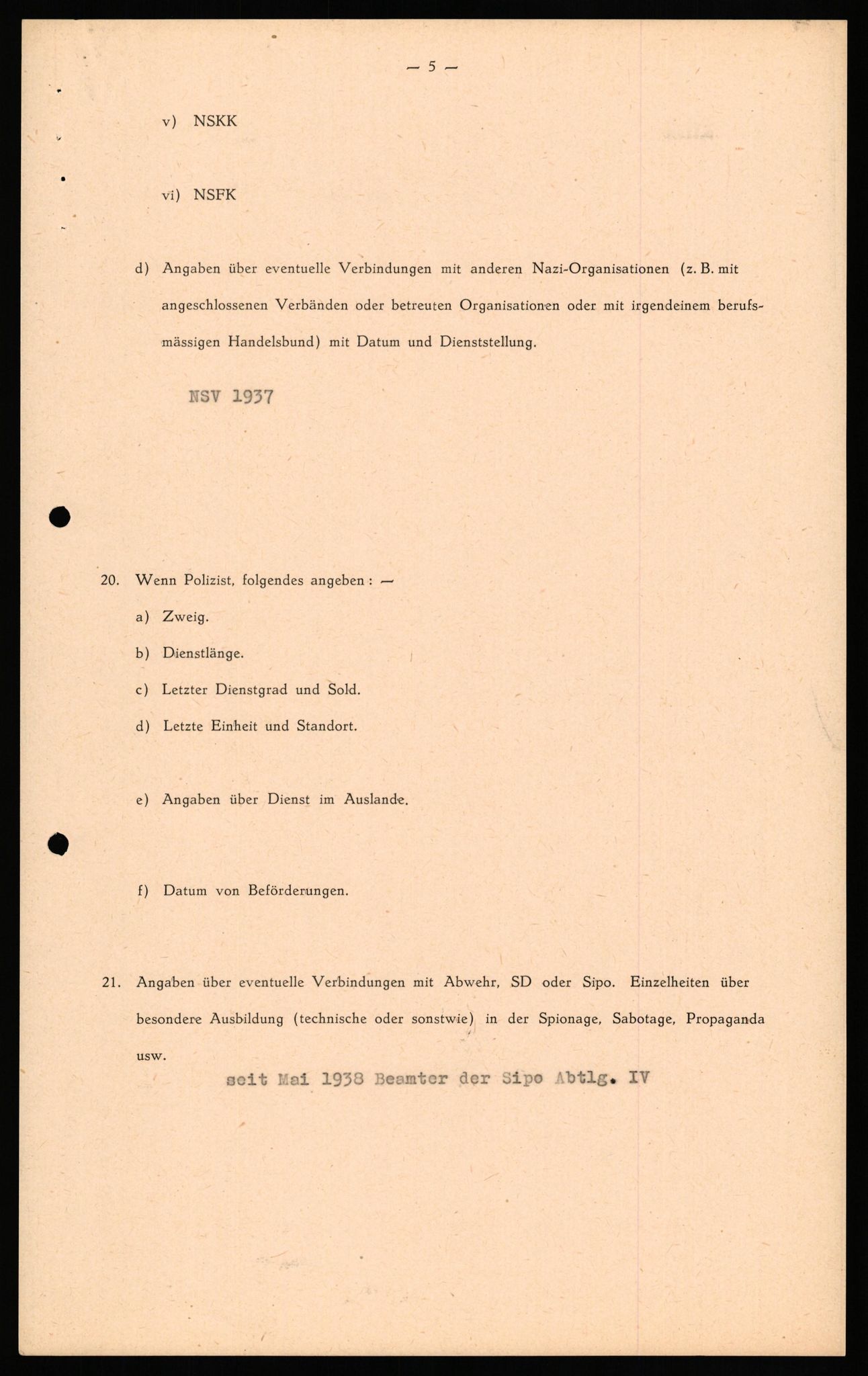 Forsvaret, Forsvarets overkommando II, AV/RA-RAFA-3915/D/Db/L0036: CI Questionaires. Tyske okkupasjonsstyrker i Norge. Tyskere., 1945-1946, s. 518