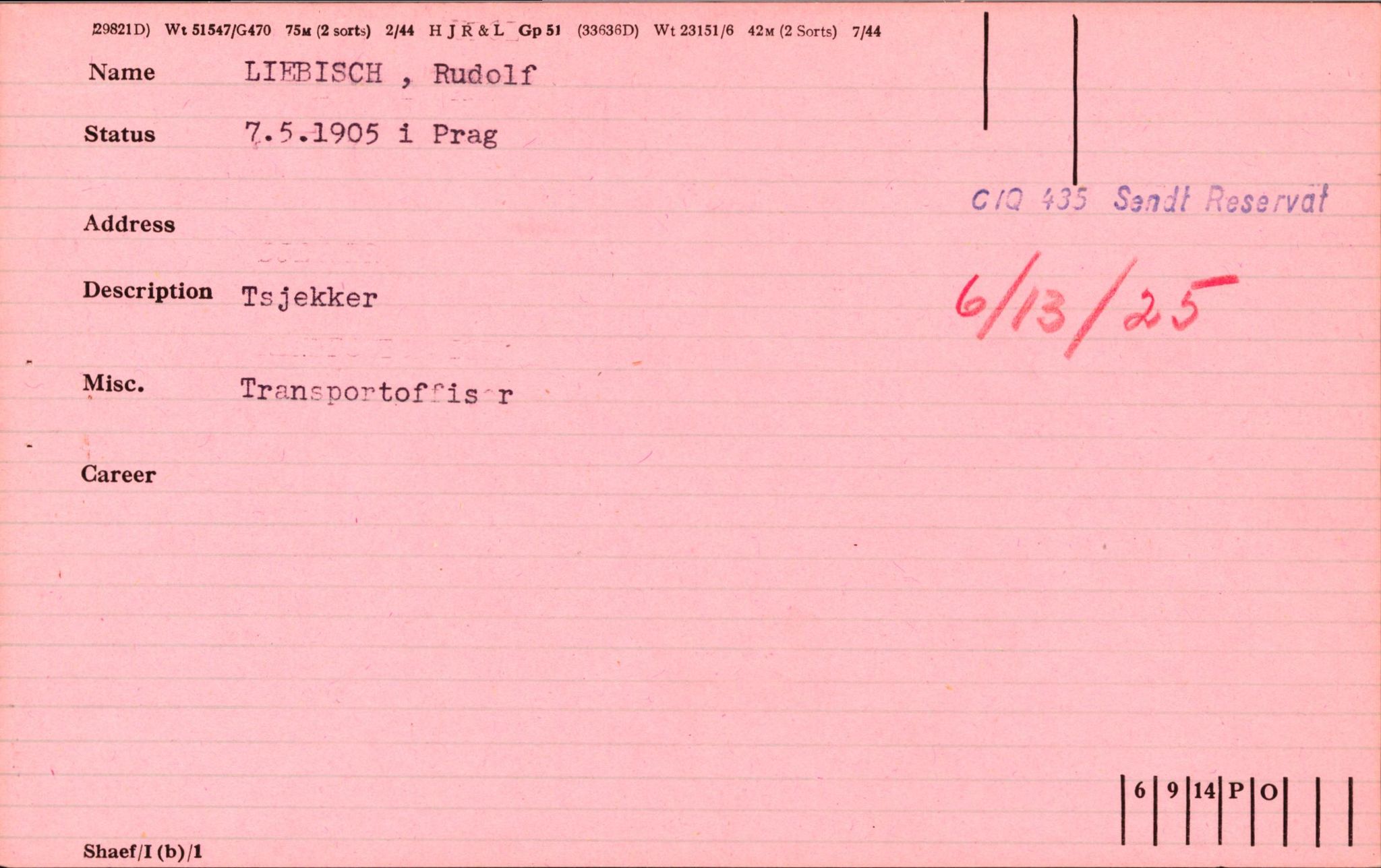 Forsvaret, Forsvarets overkommando II, AV/RA-RAFA-3915/D/Db/L0041: CI Questionaires.  Diverse nasjonaliteter., 1945-1946, s. 270