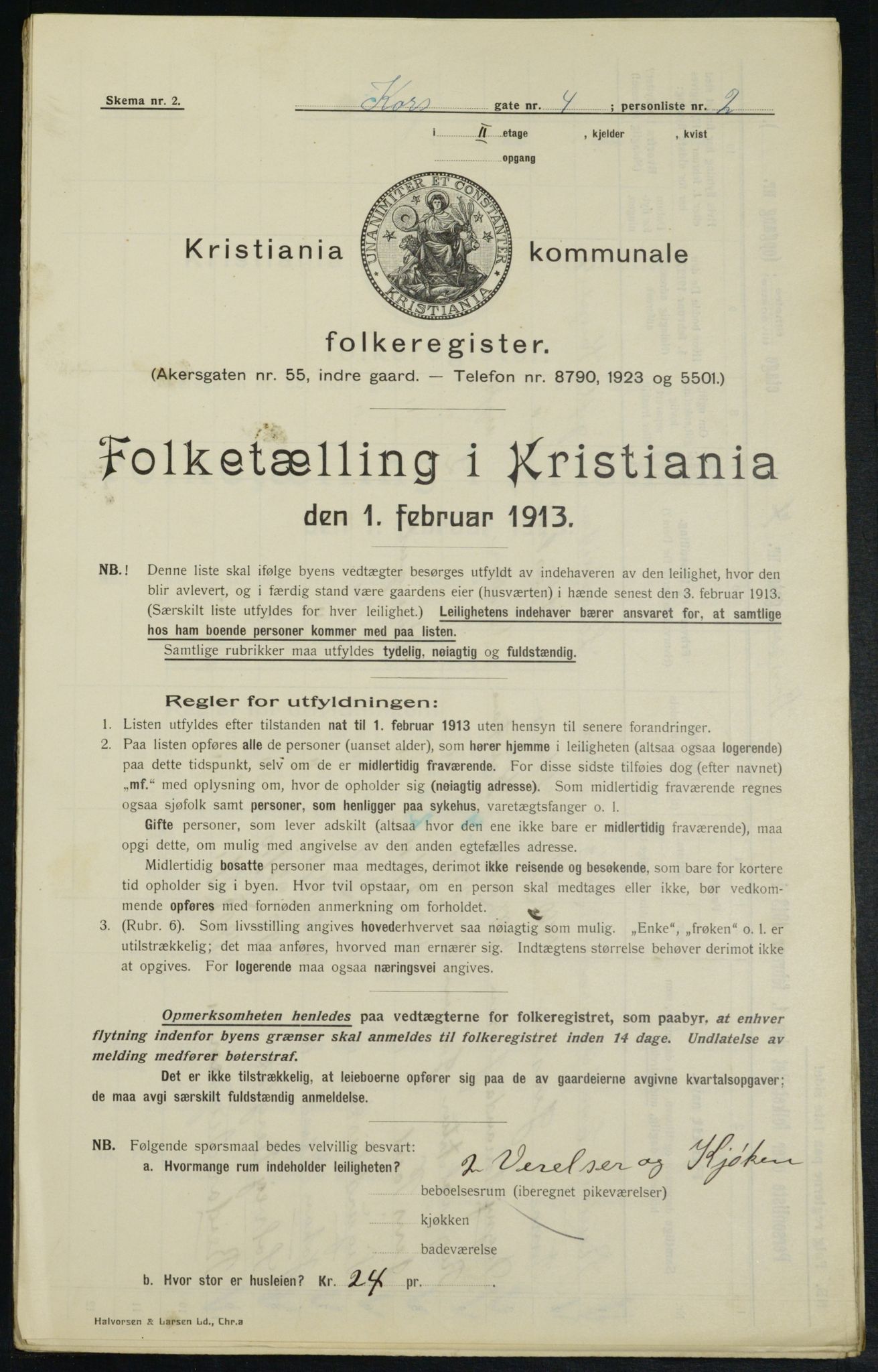 OBA, Kommunal folketelling 1.2.1913 for Kristiania, 1913, s. 53148