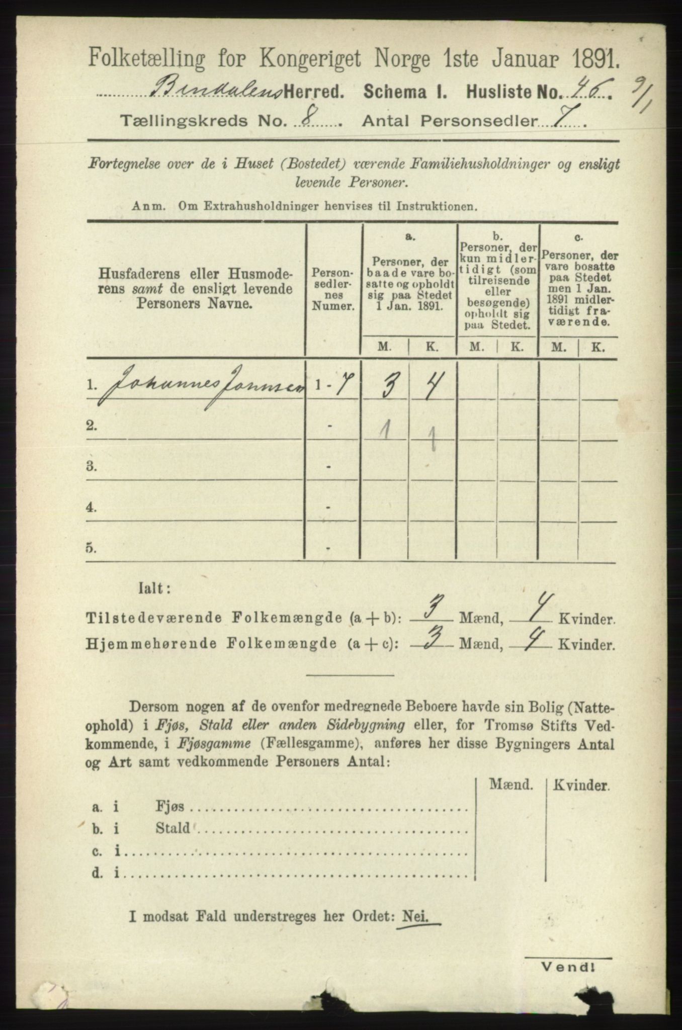 RA, Folketelling 1891 for 1811 Bindal herred, 1891, s. 2608