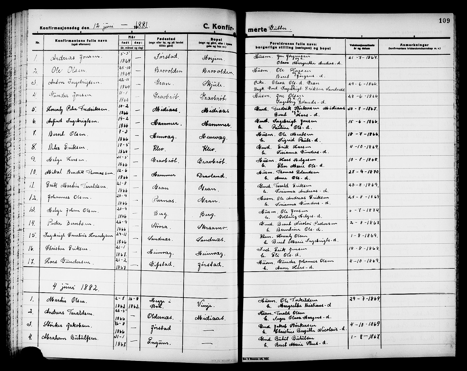 Ministerialprotokoller, klokkerbøker og fødselsregistre - Nord-Trøndelag, SAT/A-1458/749/L0486: Ministerialbok nr. 749D02, 1873-1887, s. 109