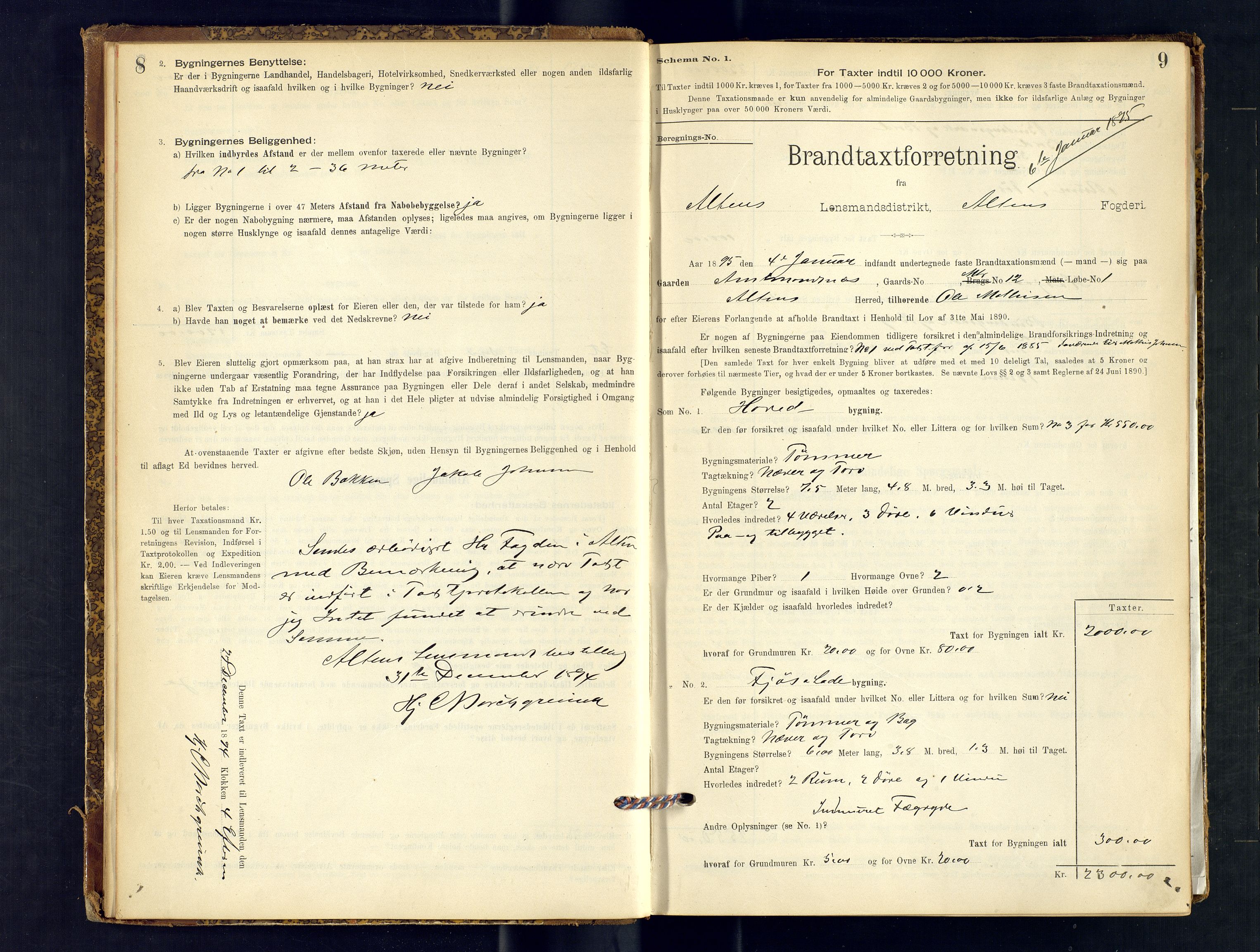 Alta lensmannskontor, AV/SATØ-S-1165/O/Ob/L0167: Branntakstprotokoll, 1894-1898, s. 8-9