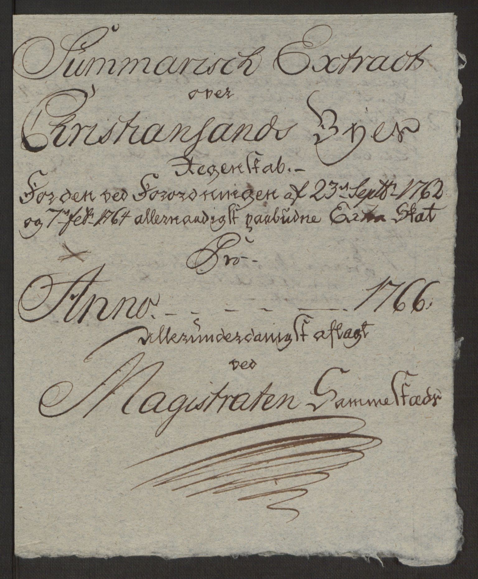 Rentekammeret inntil 1814, Reviderte regnskaper, Byregnskaper, RA/EA-4066/R/Rm/L0265/0001: [M6] Kontribusjonsregnskap / Ekstraskatt, 1762-1764, s. 191