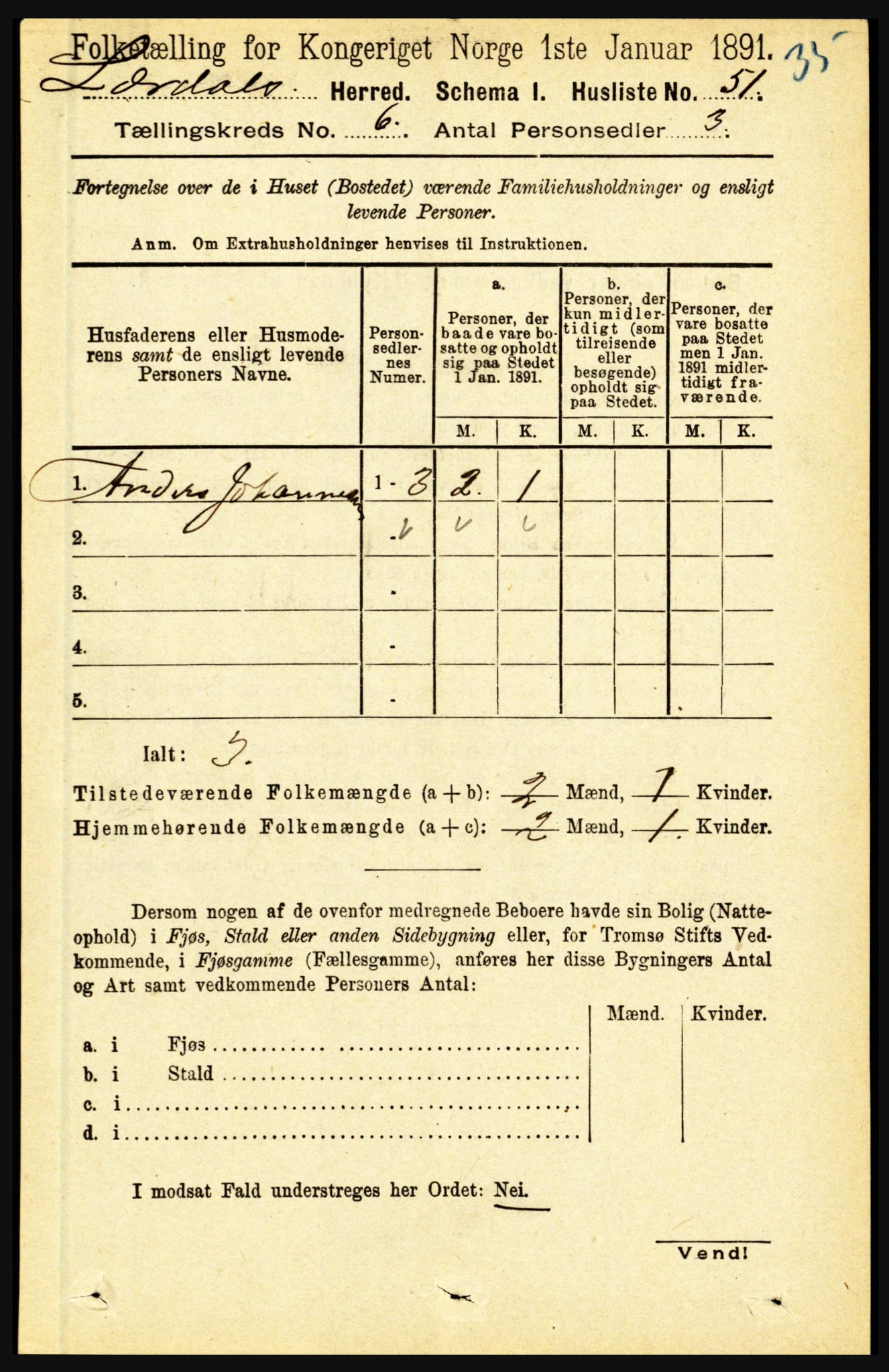 RA, Folketelling 1891 for 1422 Lærdal herred, 1891, s. 457