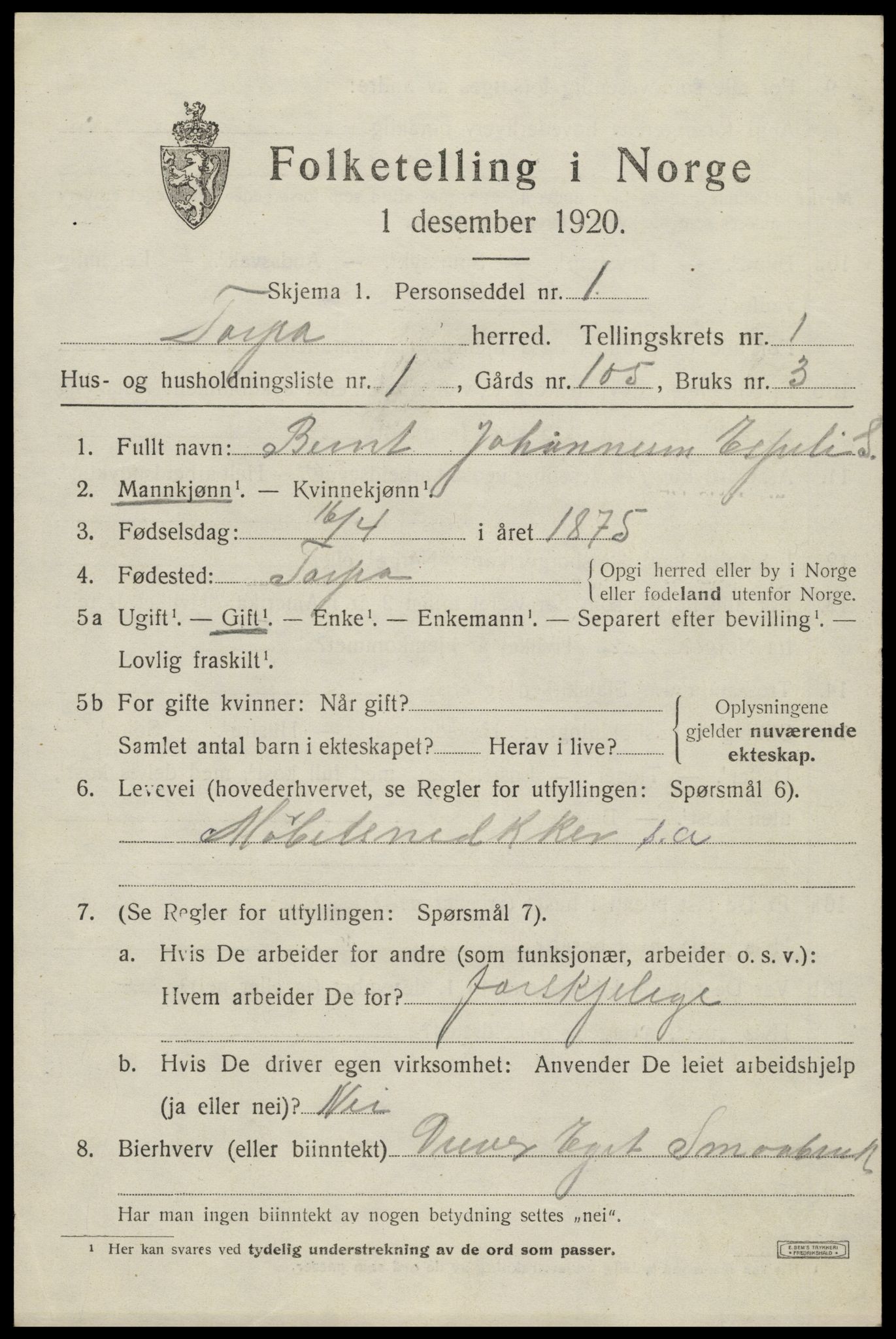 SAH, Folketelling 1920 for 0539 Torpa herred, 1920, s. 933