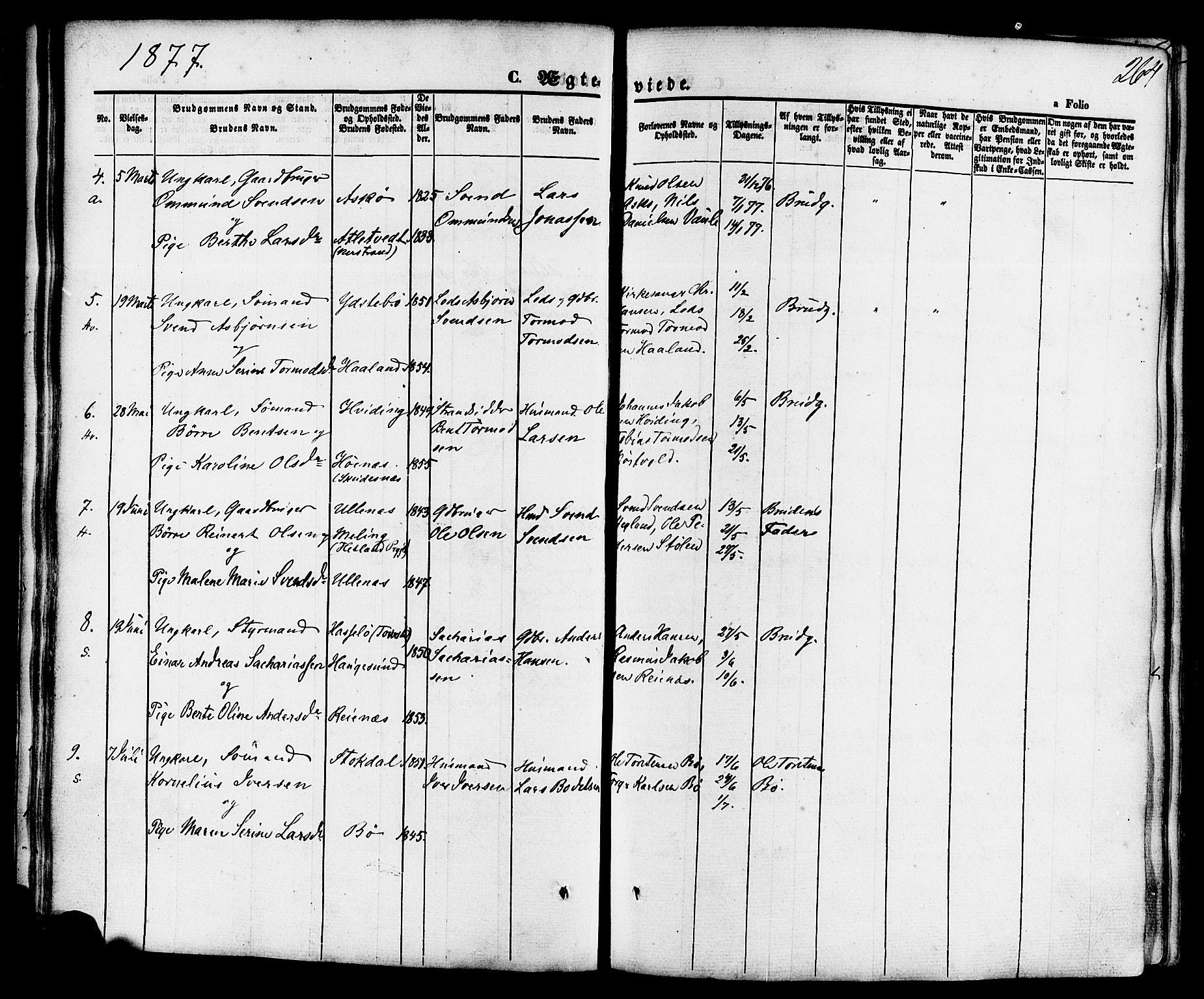 Rennesøy sokneprestkontor, AV/SAST-A -101827/H/Ha/Haa/L0006: Ministerialbok nr. A 6, 1860-1878, s. 264