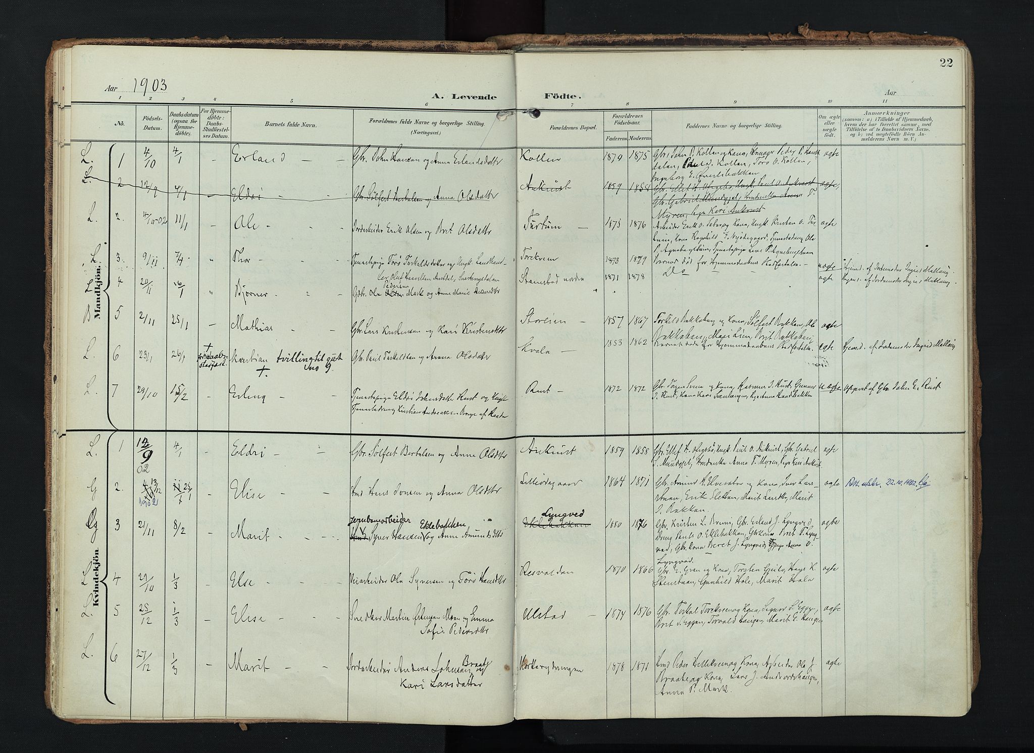 Lom prestekontor, AV/SAH-PREST-070/K/L0010: Ministerialbok nr. 10, 1899-1926, s. 22