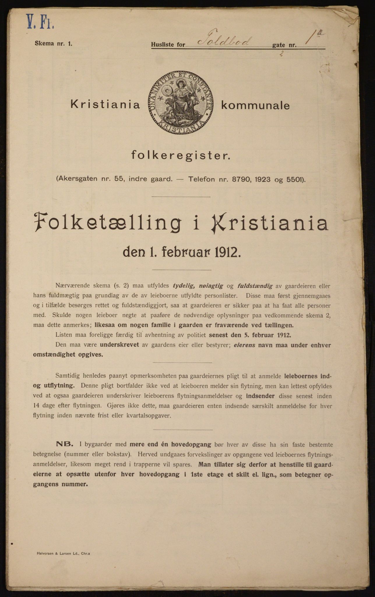 OBA, Kommunal folketelling 1.2.1912 for Kristiania, 1912, s. 113077