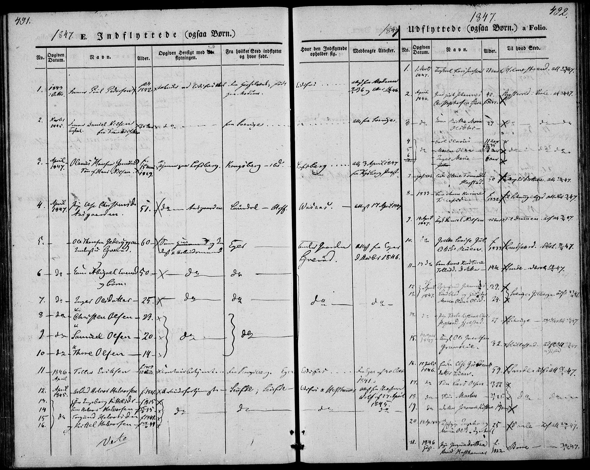 Hof kirkebøker, AV/SAKO-A-64/F/Fa/L0005: Ministerialbok nr. I 5, 1844-1851, s. 491-492