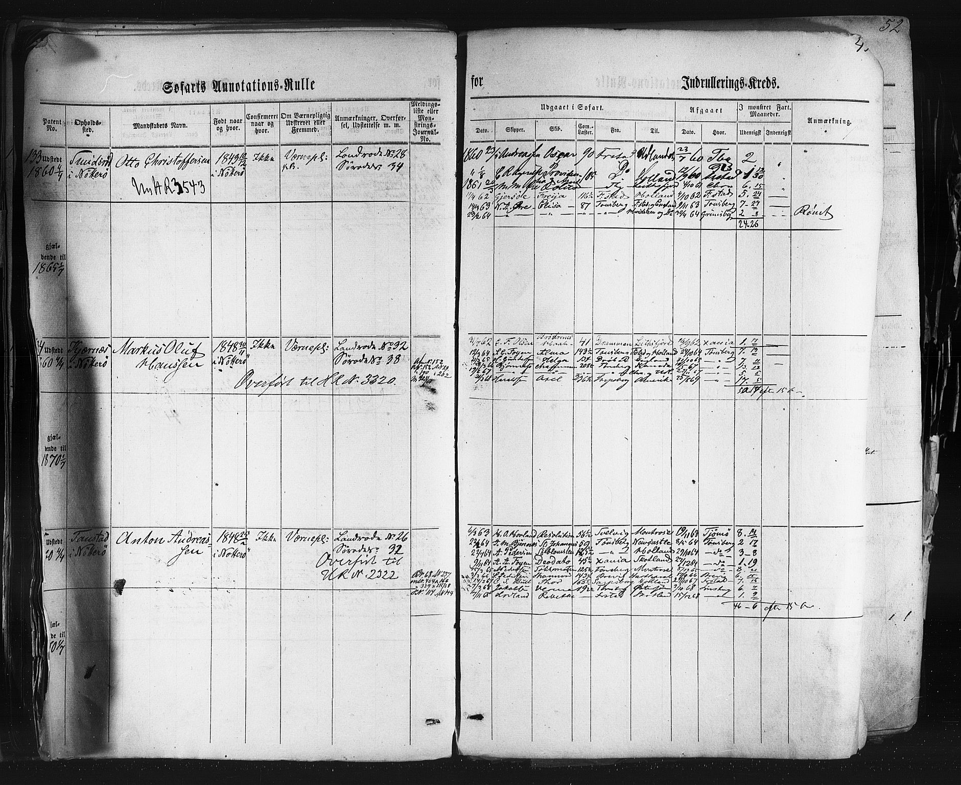 Tønsberg innrulleringskontor, SAKO/A-786/F/Fb/L0001: Annotasjonsrulle Patent nr. 1-1724, 1860-1868, s. 51