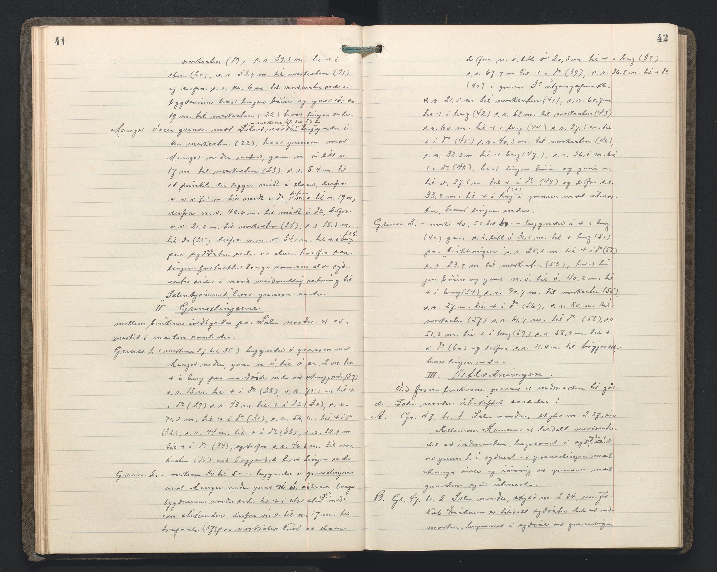 Hordaland jordskiftedøme - II Ytre Nordhordland jordskiftedistrikt, AV/SAB-A-6901/A/Aa/L0034: Forhandlingsprotokoll, 1923-1925, s. 41-42