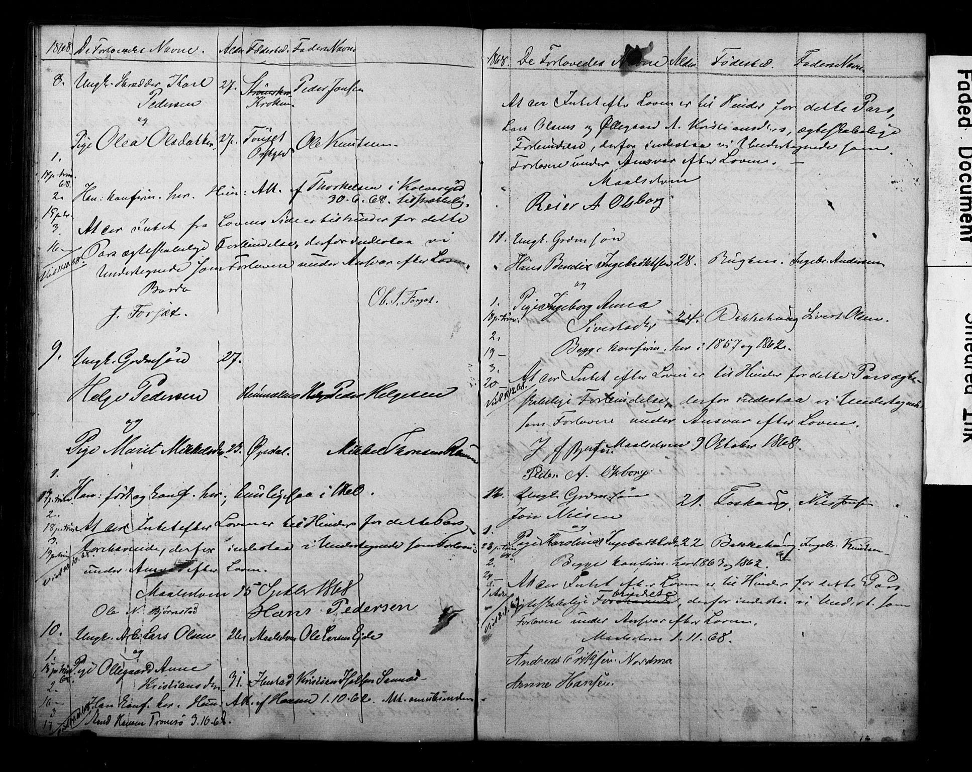 Målselv sokneprestembete, AV/SATØ-S-1311/I/Id/L0037: Lysningsprotokoll nr. 37, 1853-1870