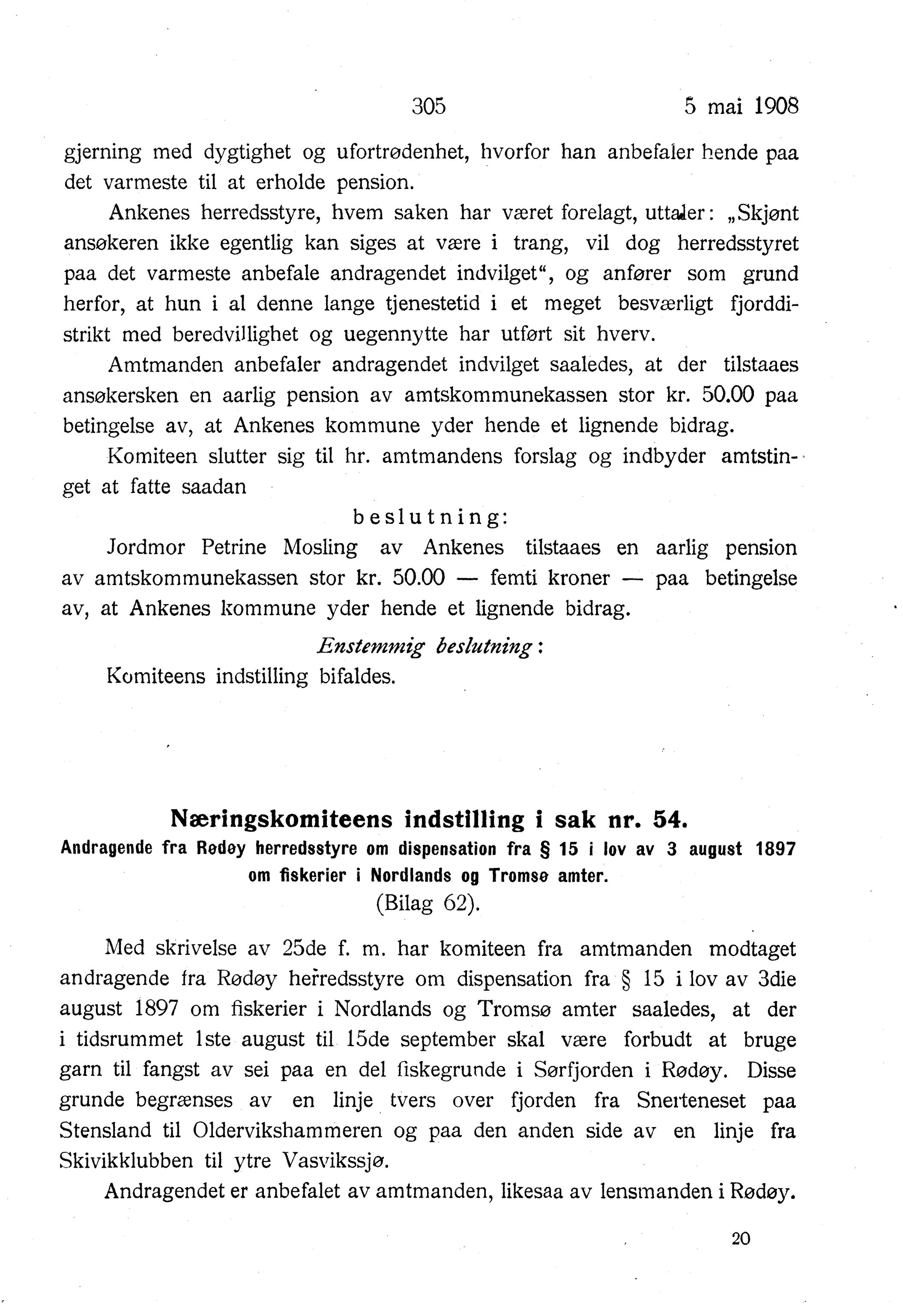 Nordland Fylkeskommune. Fylkestinget, AIN/NFK-17/176/A/Ac/L0031: Fylkestingsforhandlinger 1908, 1908