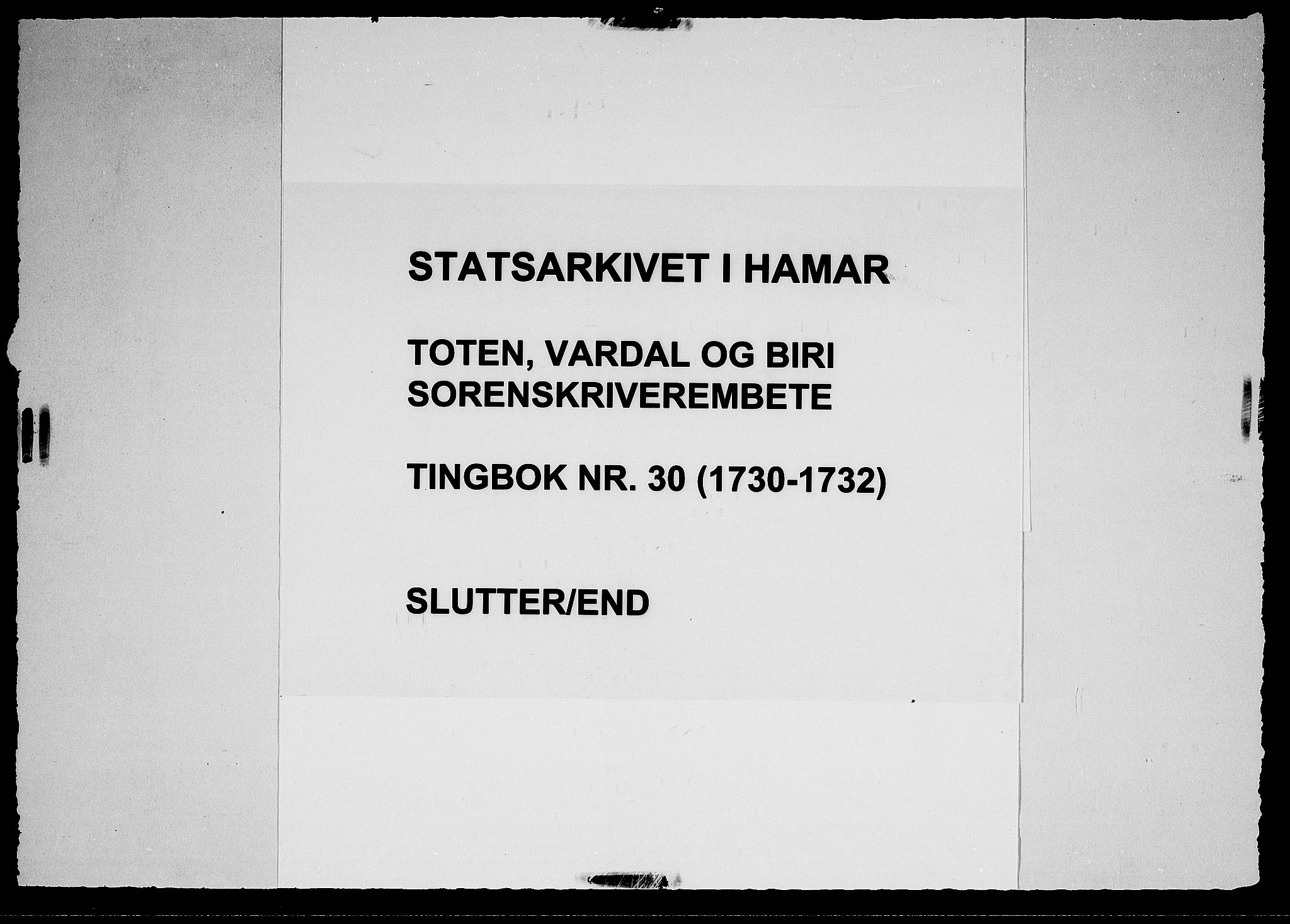 Toten tingrett, SAH/TING-006/G/Gb/Gba/L0030: Tingbok, 1730-1732