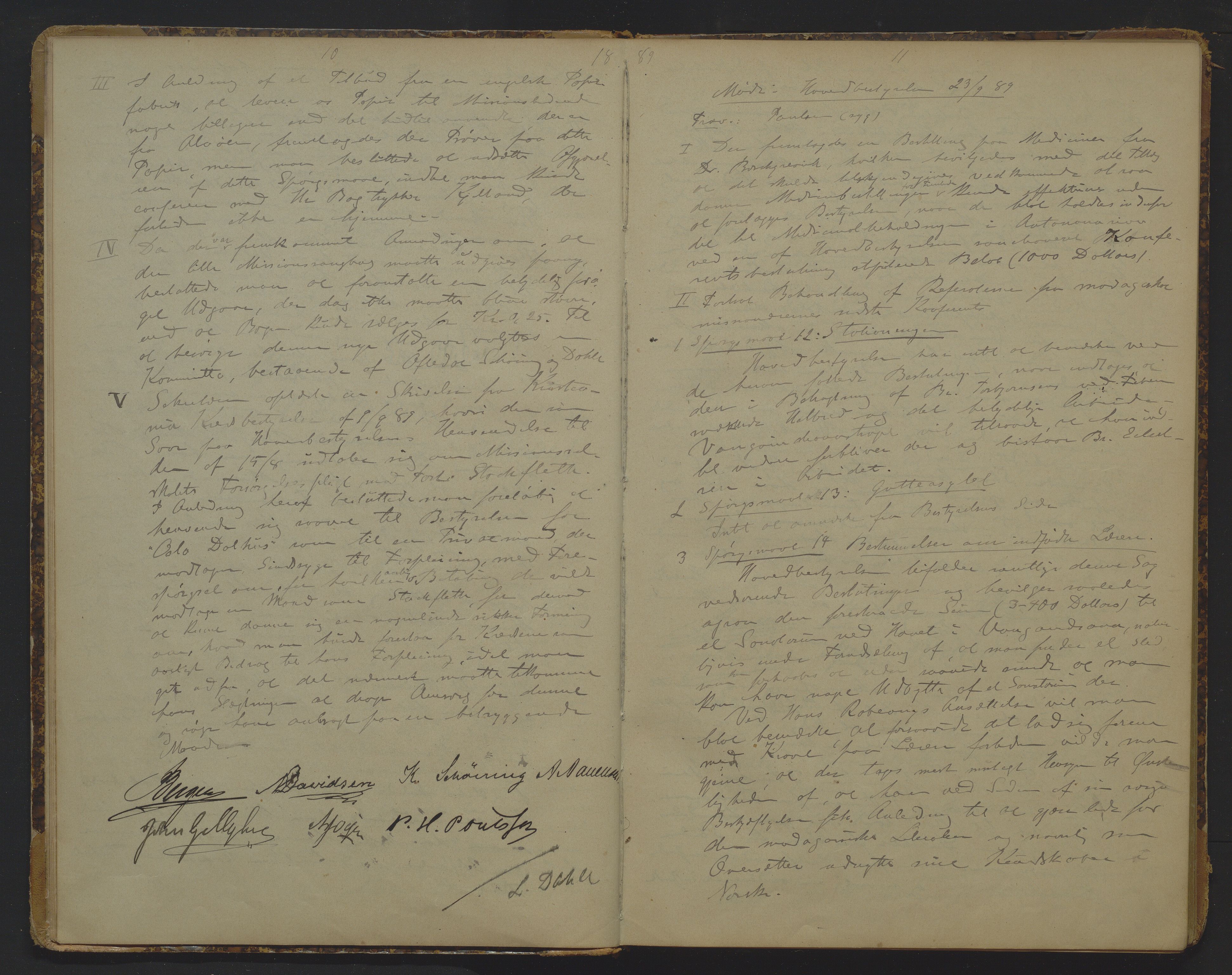 Det Norske Misjonsselskap - hovedadministrasjonen, VID/MA-A-1045/D/Da/Daa/L0012: Styreprotokoll nr. VII, 12. august 1889 - 1. februar 1893, 1889-1893, s. 10-11