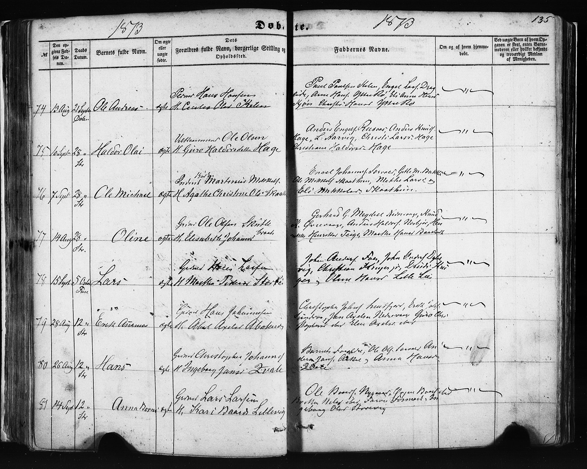 Fusa sokneprestembete, AV/SAB-A-75401/H/Haa: Ministerialbok nr. A 1I, 1855-1879, s. 135