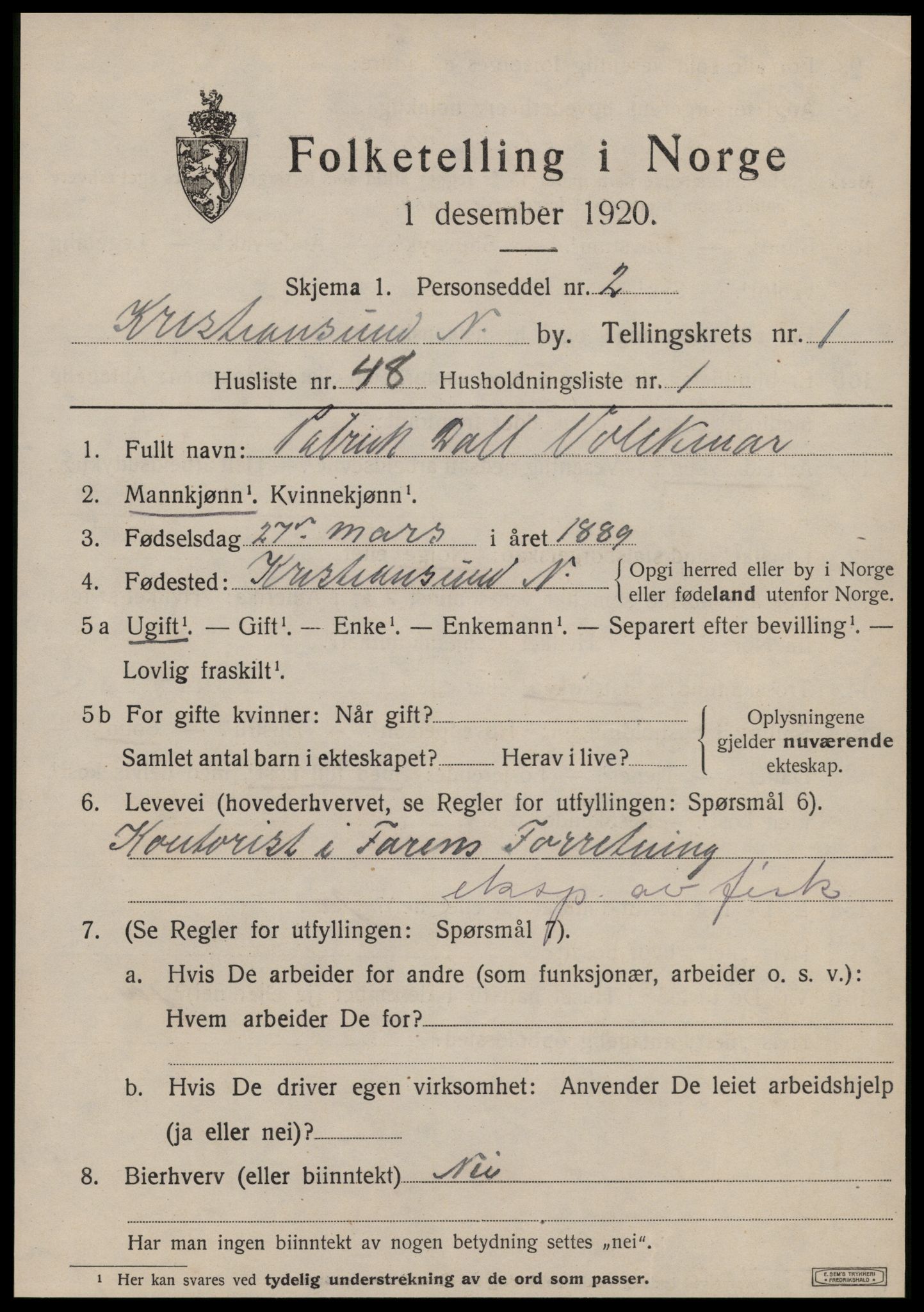 SAT, Folketelling 1920 for 1503 Kristiansund kjøpstad, 1920, s. 11065