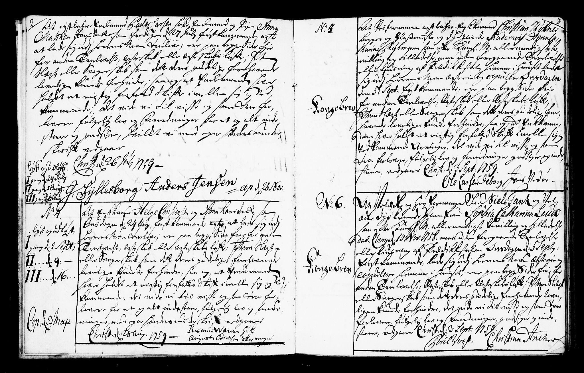 Oslo domkirke Kirkebøker, SAO/A-10752/L/La/L0008: Forlovererklæringer nr. 8, 1759-1769, s. 2-3