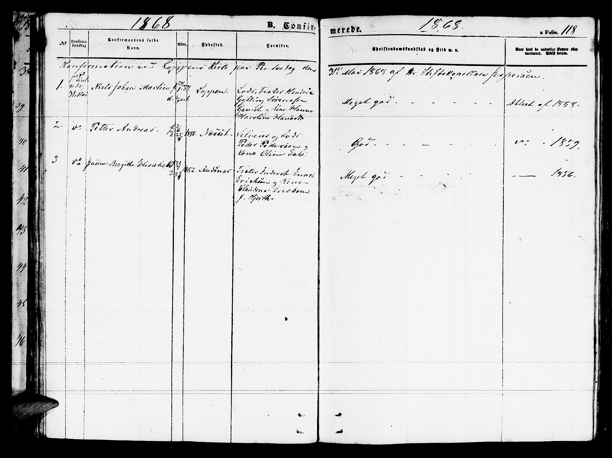 Loppa sokneprestkontor, AV/SATØ-S-1339/H/Hb/L0002klokker: Klokkerbok nr. 2, 1850-1880, s. 118