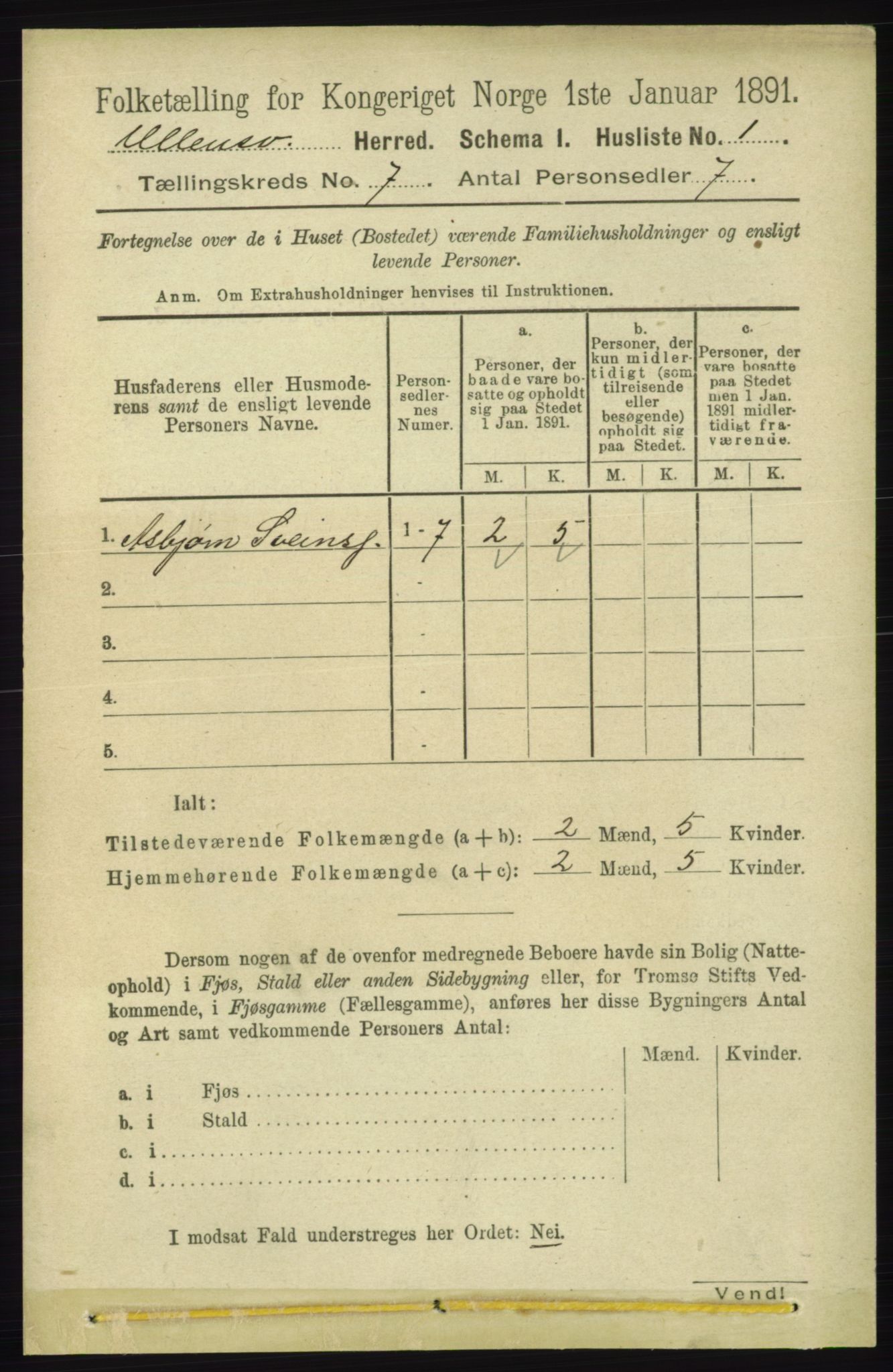 RA, Folketelling 1891 for 1230 Ullensvang herred, 1891, s. 2303