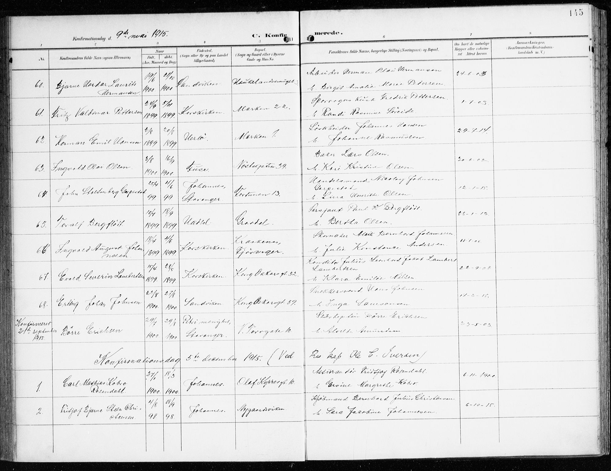 Domkirken sokneprestembete, AV/SAB-A-74801/H/Haa/L0031: Ministerialbok nr. C 6, 1898-1915, s. 145
