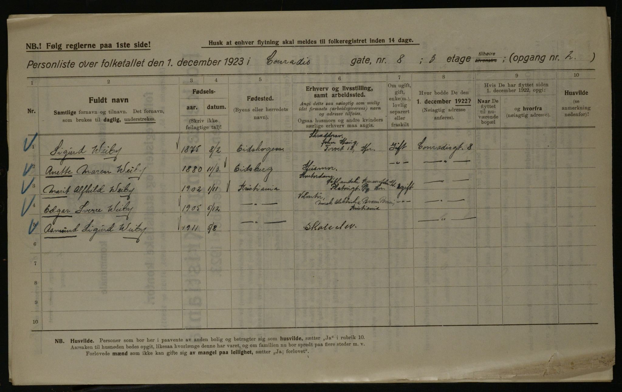 OBA, Kommunal folketelling 1.12.1923 for Kristiania, 1923, s. 15420