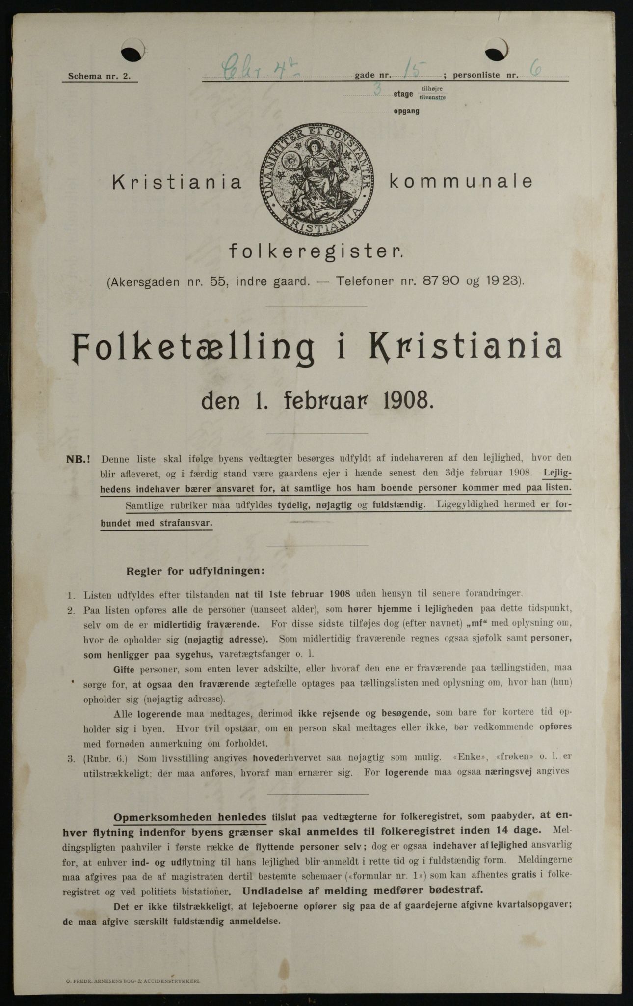 OBA, Kommunal folketelling 1.2.1908 for Kristiania kjøpstad, 1908, s. 48569