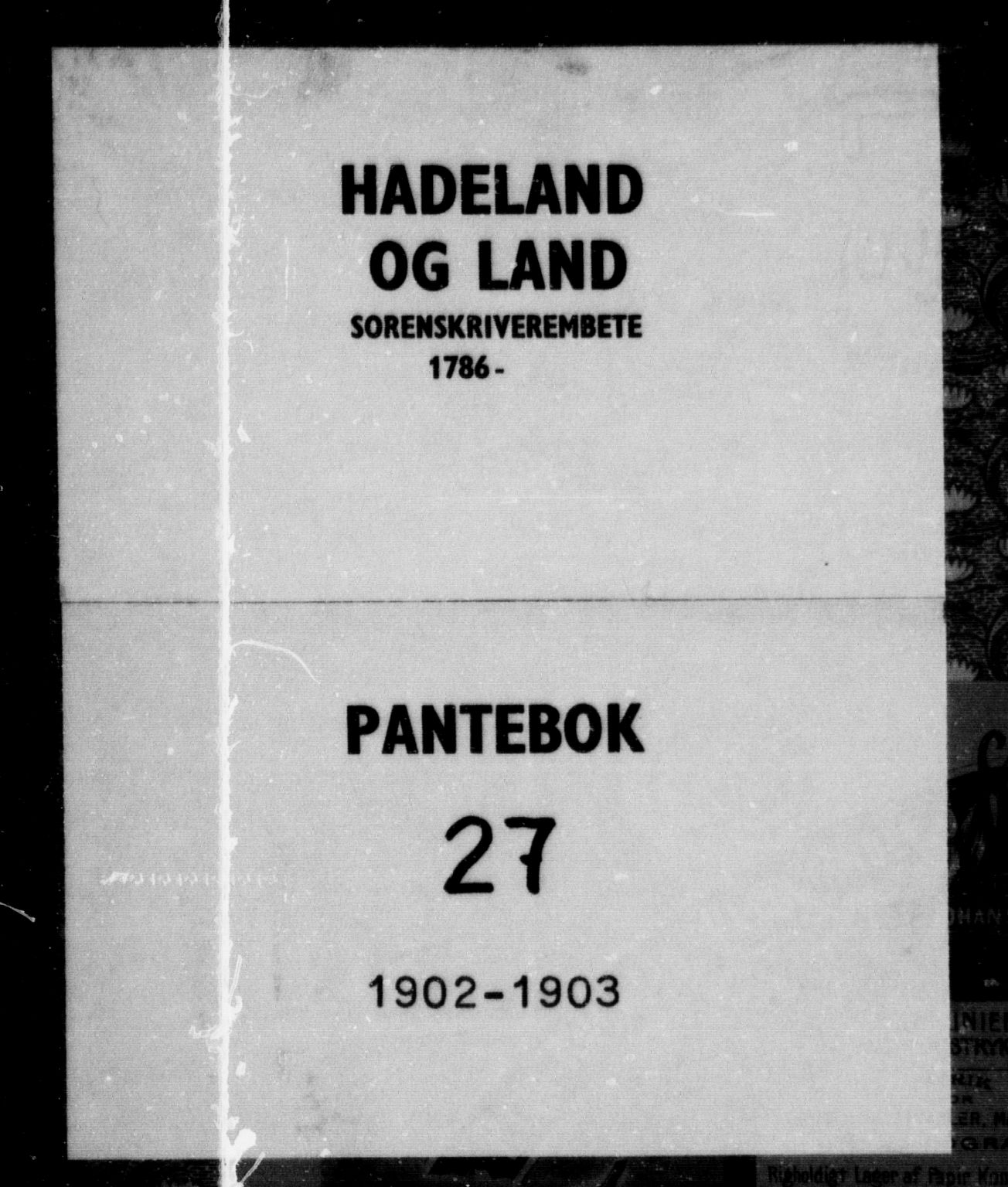 Hadeland og Land tingrett, SAH/TING-010/H/Hb/Hba/L0027: Pantebok nr. 27, 1902-1903