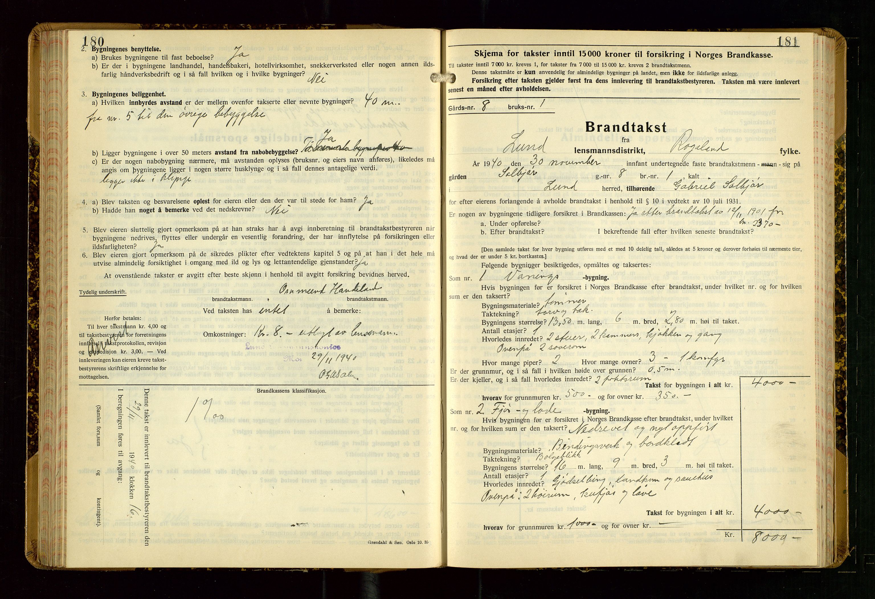Lund lensmannskontor, AV/SAST-A-100303/Gob/L0006: "Brandtakstprotokoll", 1938-1951, s. 180-181