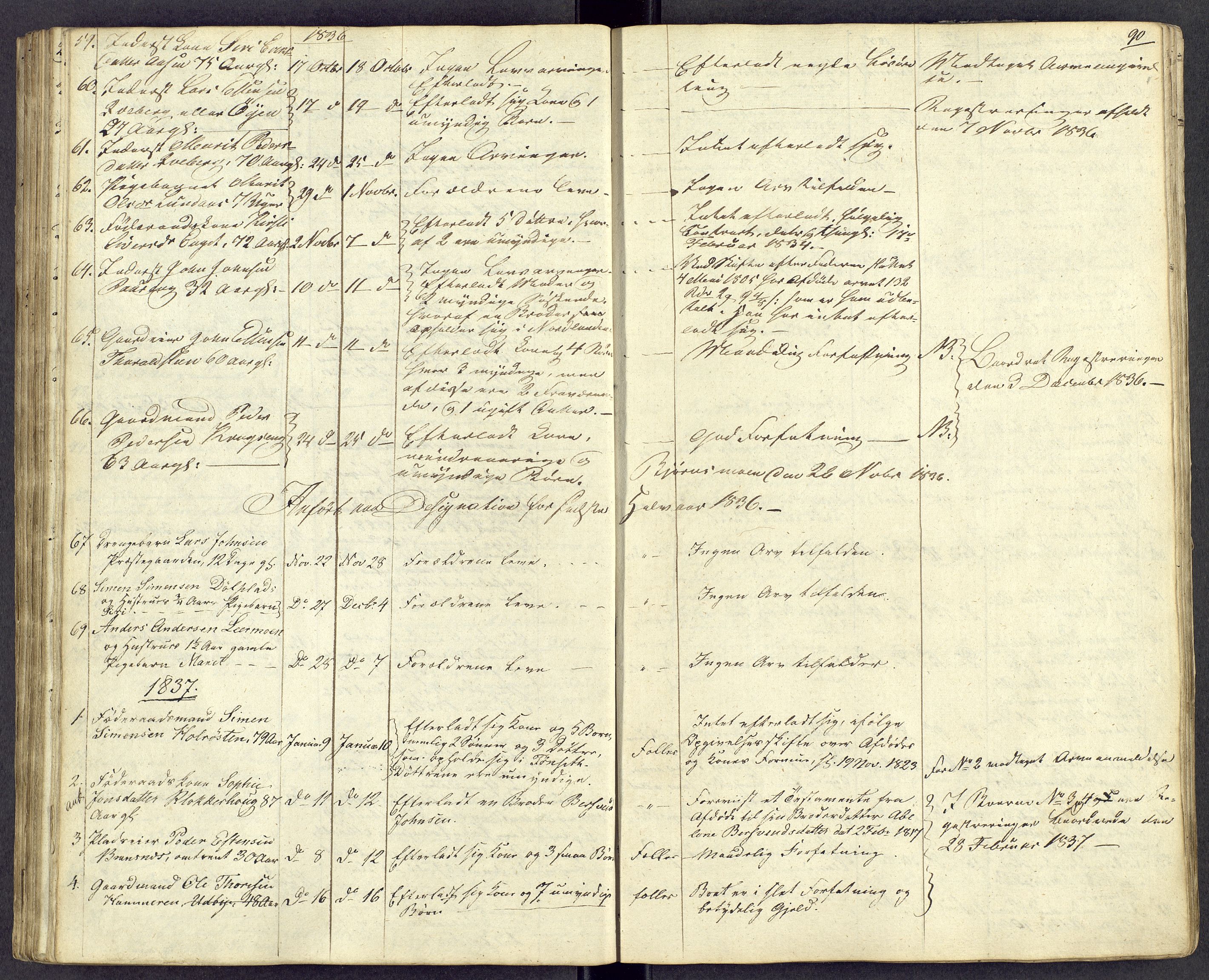 Østerdalen sorenskriveri, AV/SAH-TING-032/J/Jd/L0004: Dødsfallsjournal, 1834-1843, s. 90