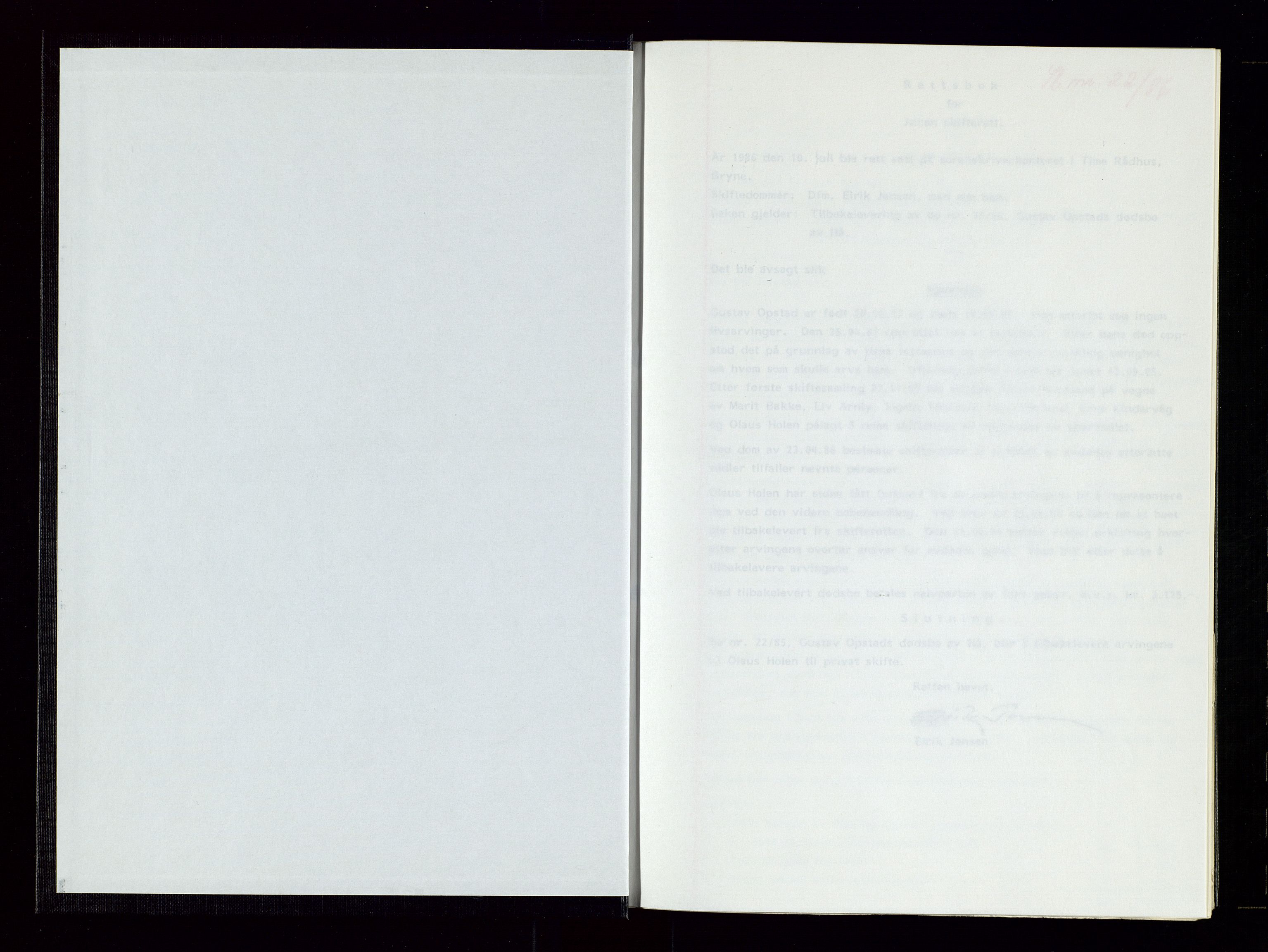 Jæren sorenskriveri, AV/SAST-A-100310/03/H/Hbc/L0008: Skifteforhandlingsprotokoller, 1984-1986