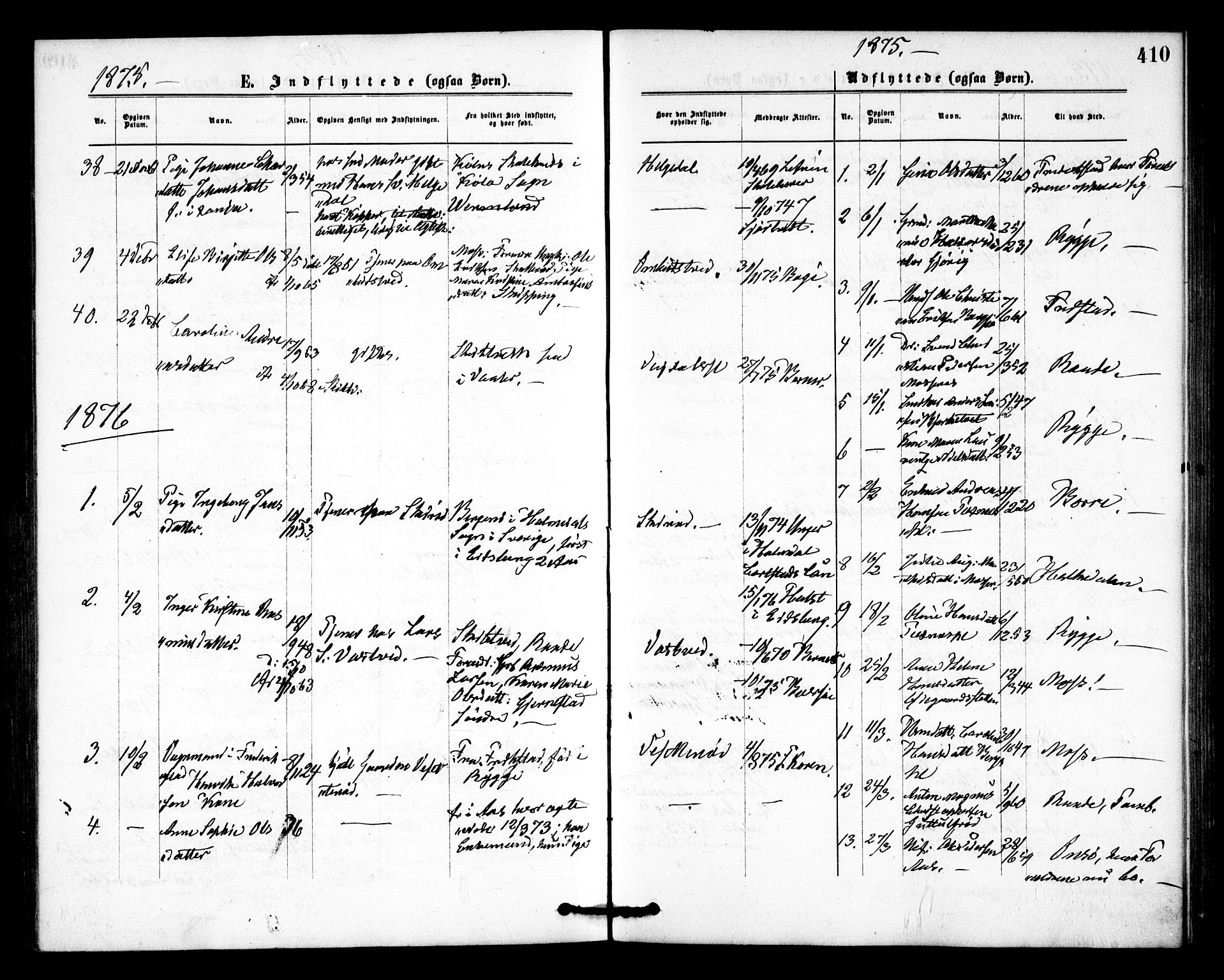 Våler prestekontor Kirkebøker, AV/SAO-A-11083/F/Fa/L0009: Ministerialbok nr. I 9, 1873-1877, s. 410