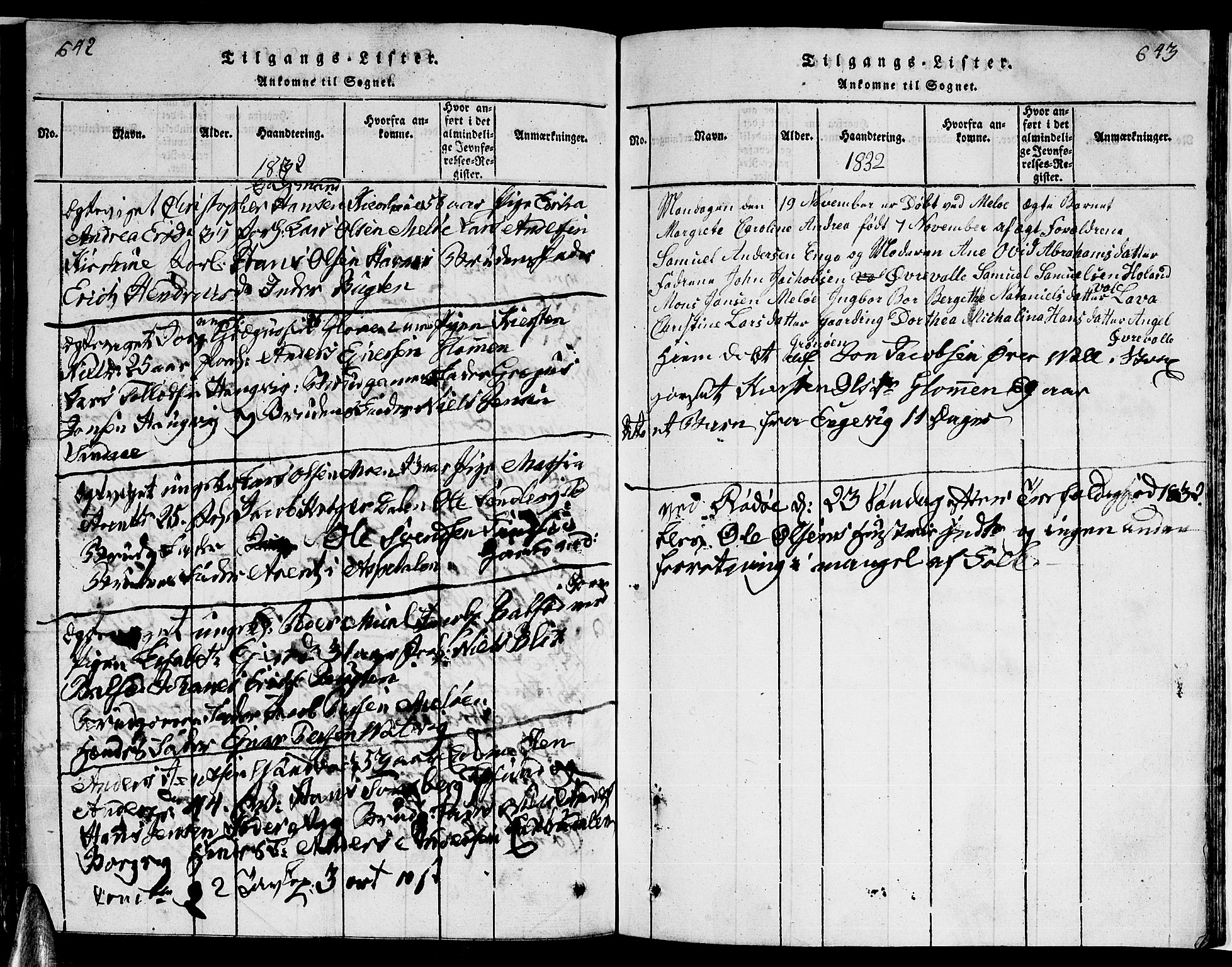 Ministerialprotokoller, klokkerbøker og fødselsregistre - Nordland, AV/SAT-A-1459/841/L0616: Klokkerbok nr. 841C01 /1, 1820-1832, s. 642-643