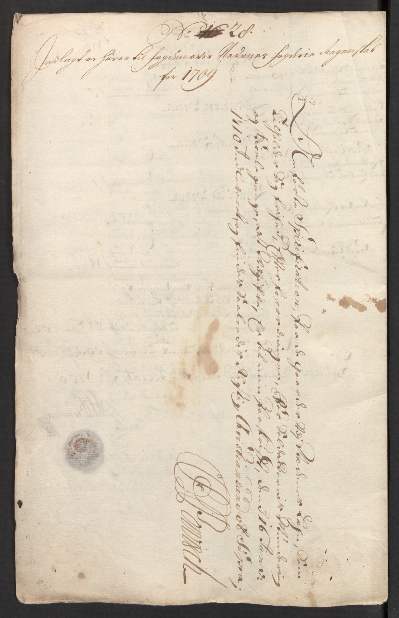 Rentekammeret inntil 1814, Reviderte regnskaper, Fogderegnskap, AV/RA-EA-4092/R39/L2318: Fogderegnskap Nedenes, 1706-1709, s. 545