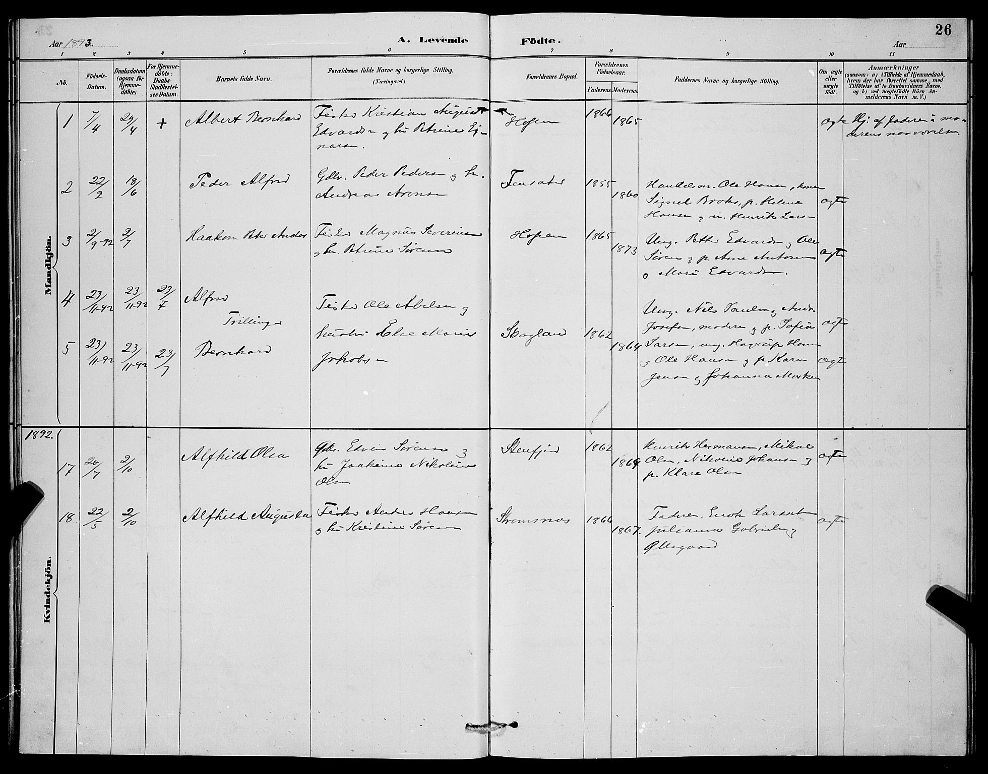 Berg sokneprestkontor, SATØ/S-1318/G/Ga/Gab/L0004klokker: Klokkerbok nr. 4, 1887-1897, s. 26