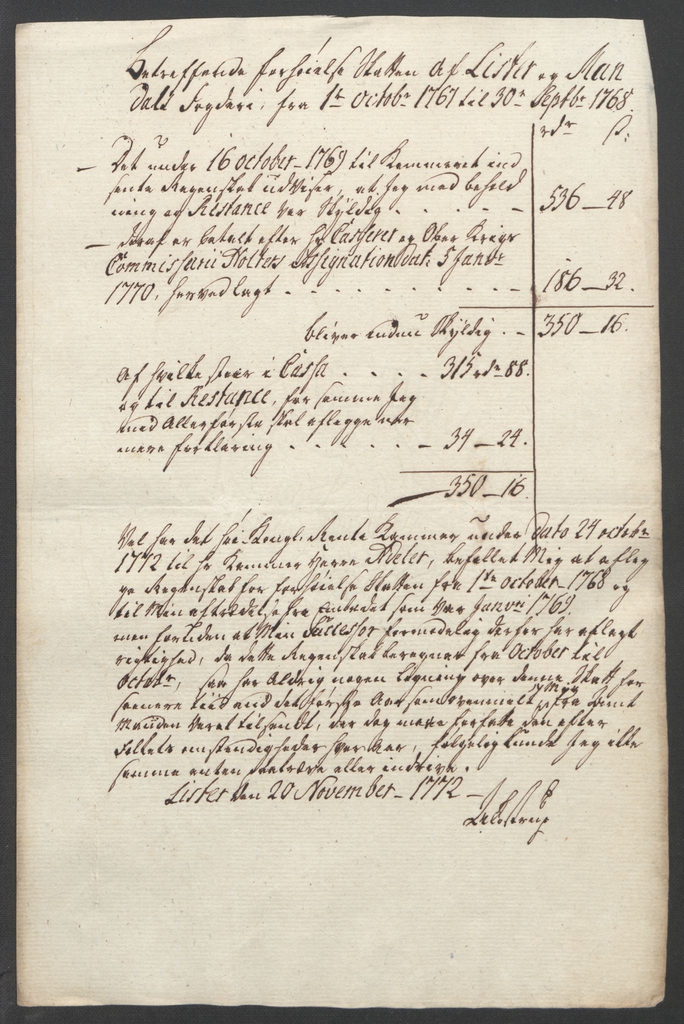 Rentekammeret inntil 1814, Reviderte regnskaper, Fogderegnskap, RA/EA-4092/R45/L2704: Ekstraskatten Lista og Mandal, 1762-1768, s. 300