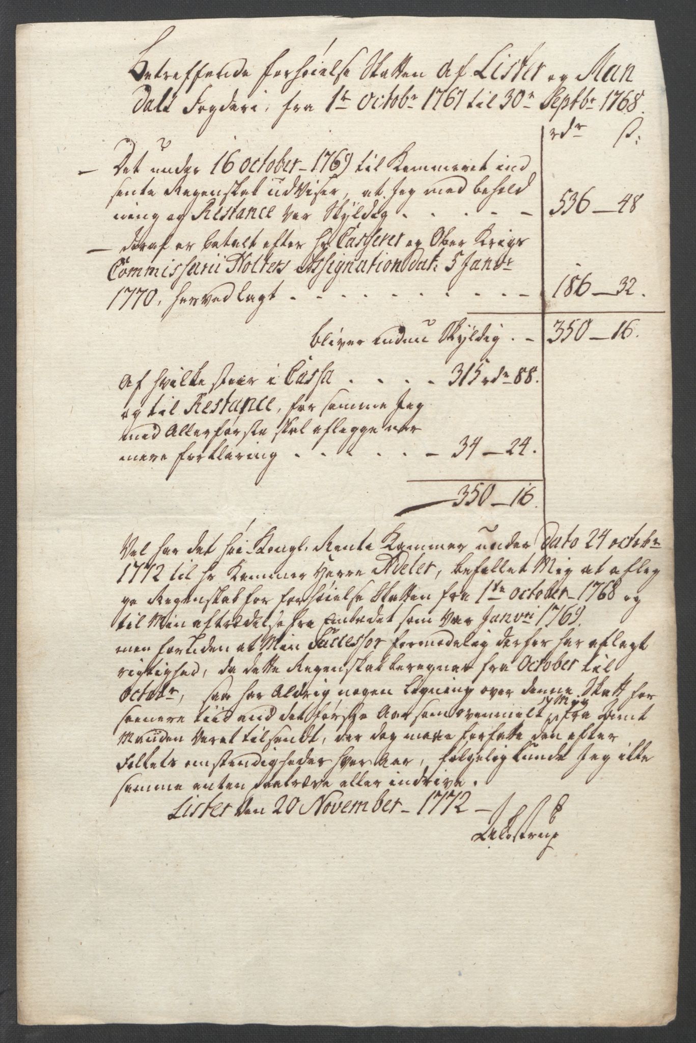 Rentekammeret inntil 1814, Reviderte regnskaper, Fogderegnskap, AV/RA-EA-4092/R45/L2704: Ekstraskatten Lista og Mandal, 1762-1768, s. 300