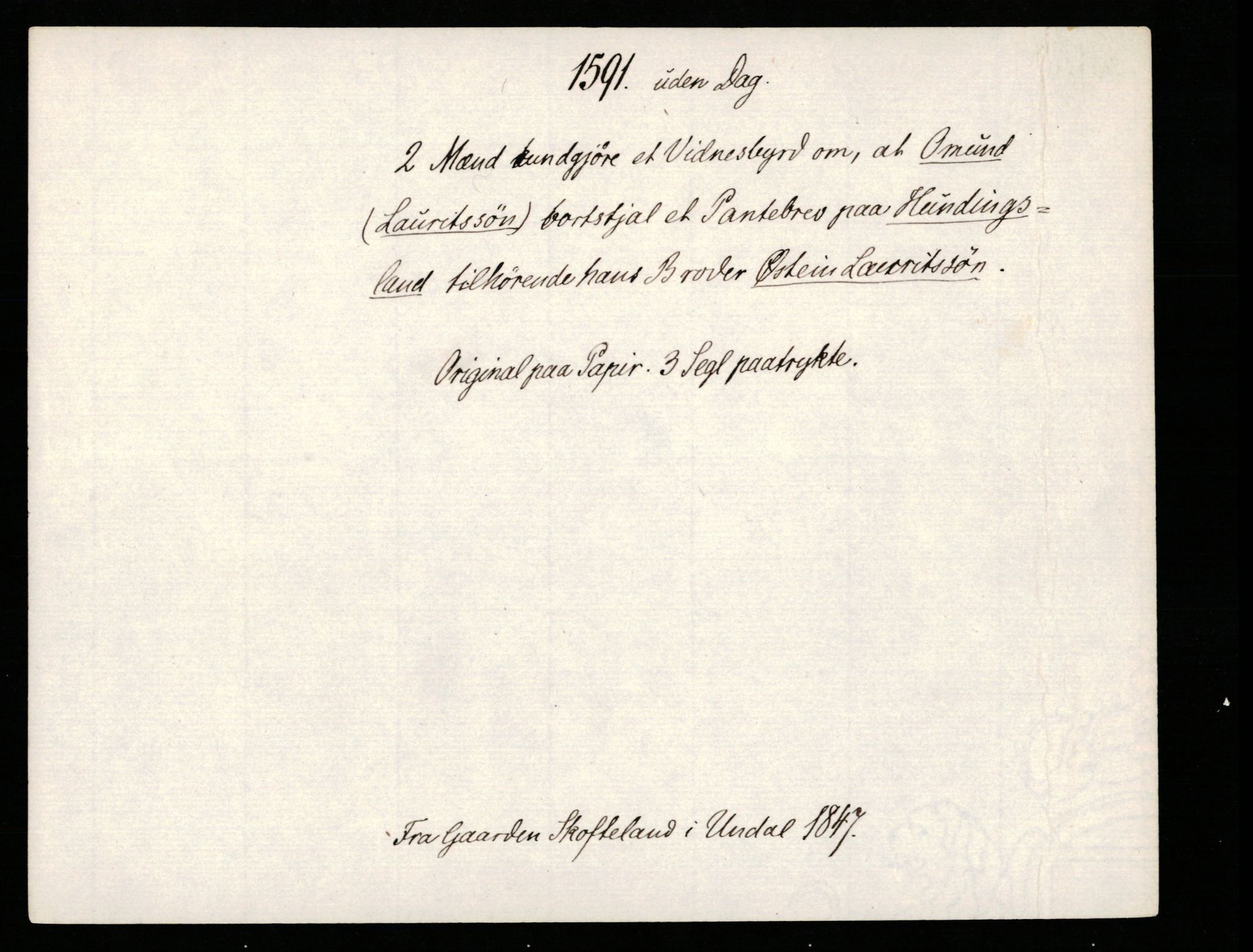 Riksarkivets diplomsamling, AV/RA-EA-5965/F35/F35b/L0003: Riksarkivets diplomer, seddelregister, 1583-1592, s. 609