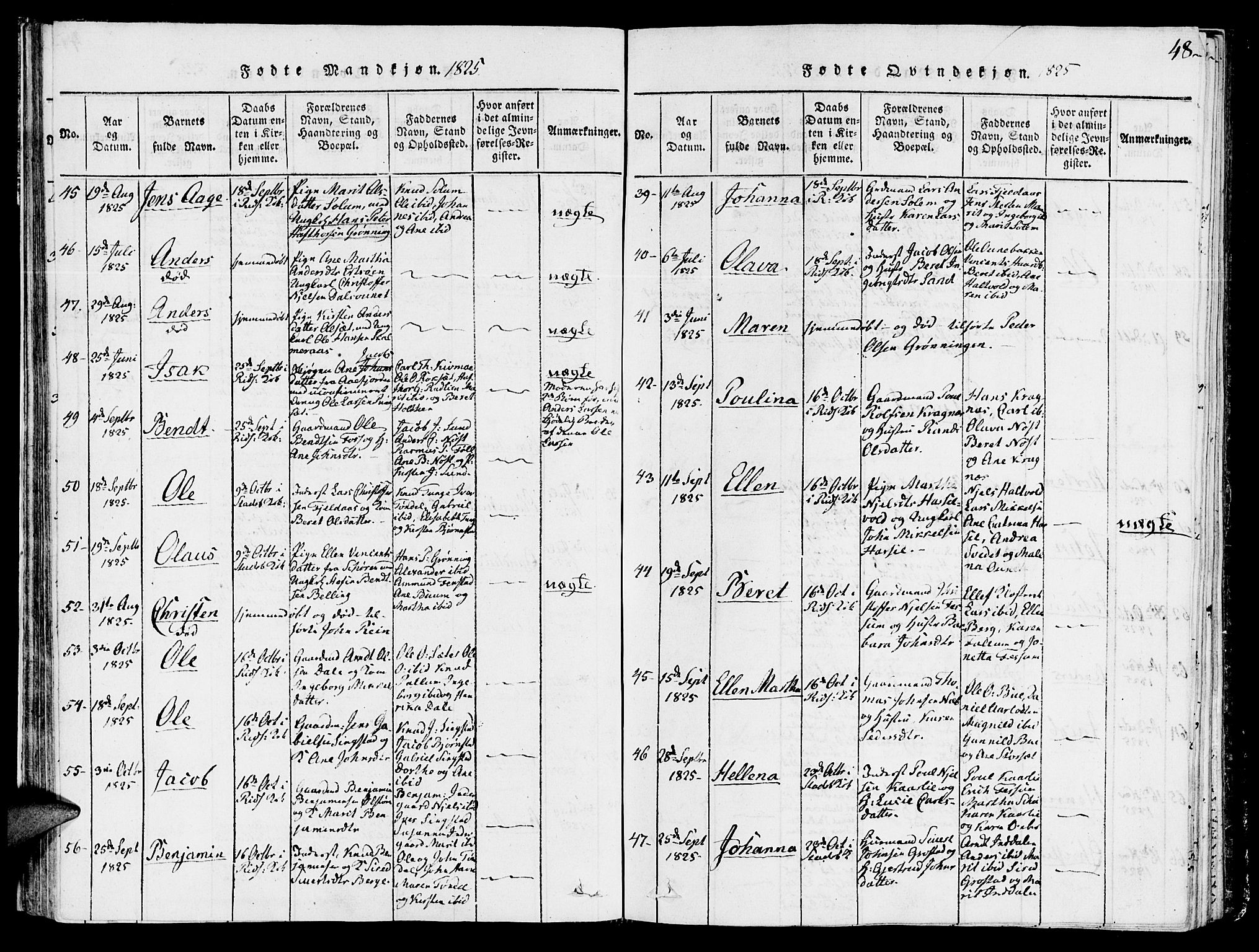 Ministerialprotokoller, klokkerbøker og fødselsregistre - Sør-Trøndelag, AV/SAT-A-1456/646/L0608: Ministerialbok nr. 646A06, 1816-1825, s. 48