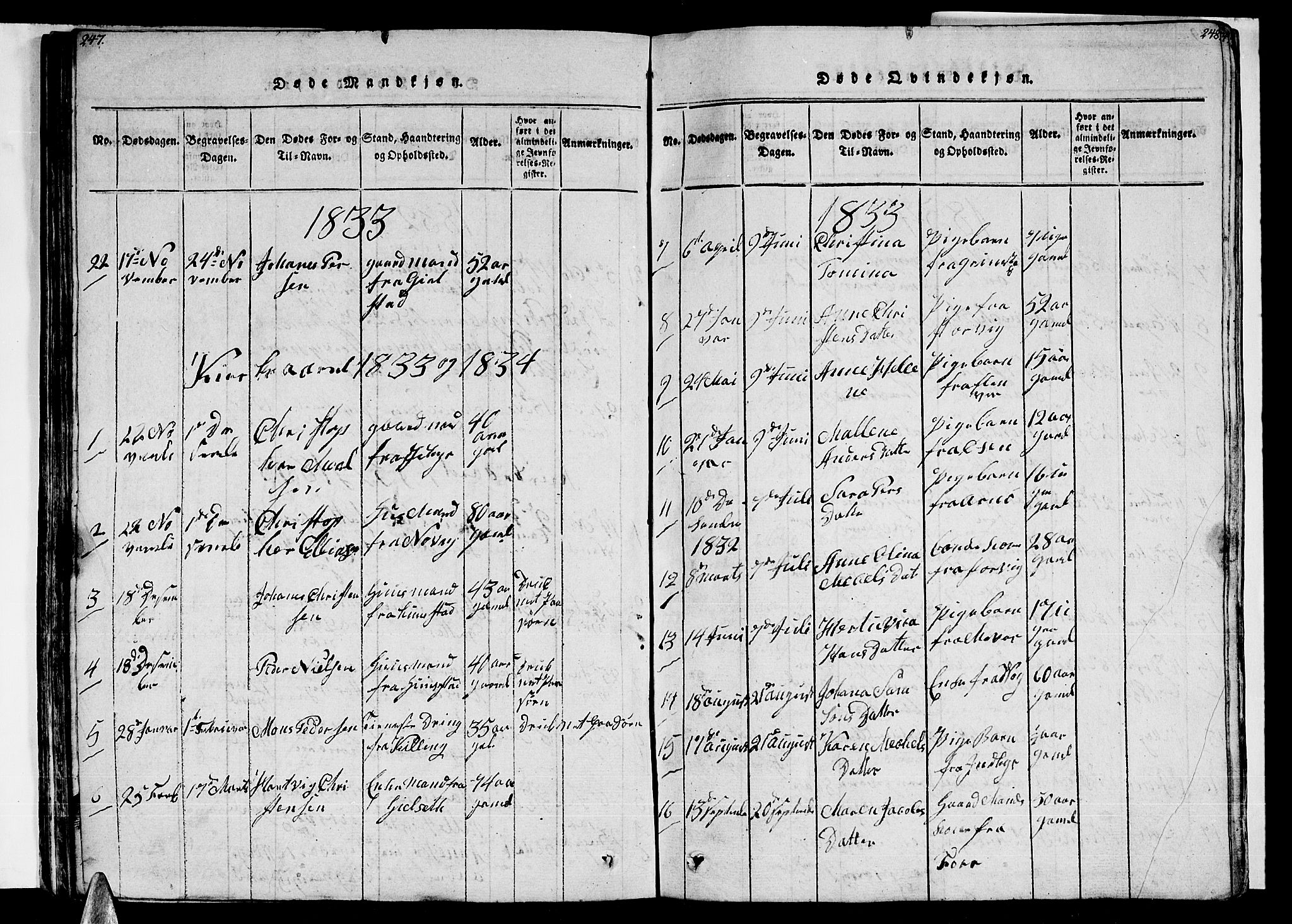 Ministerialprotokoller, klokkerbøker og fødselsregistre - Nordland, AV/SAT-A-1459/805/L0105: Klokkerbok nr. 805C01, 1820-1839, s. 247-248