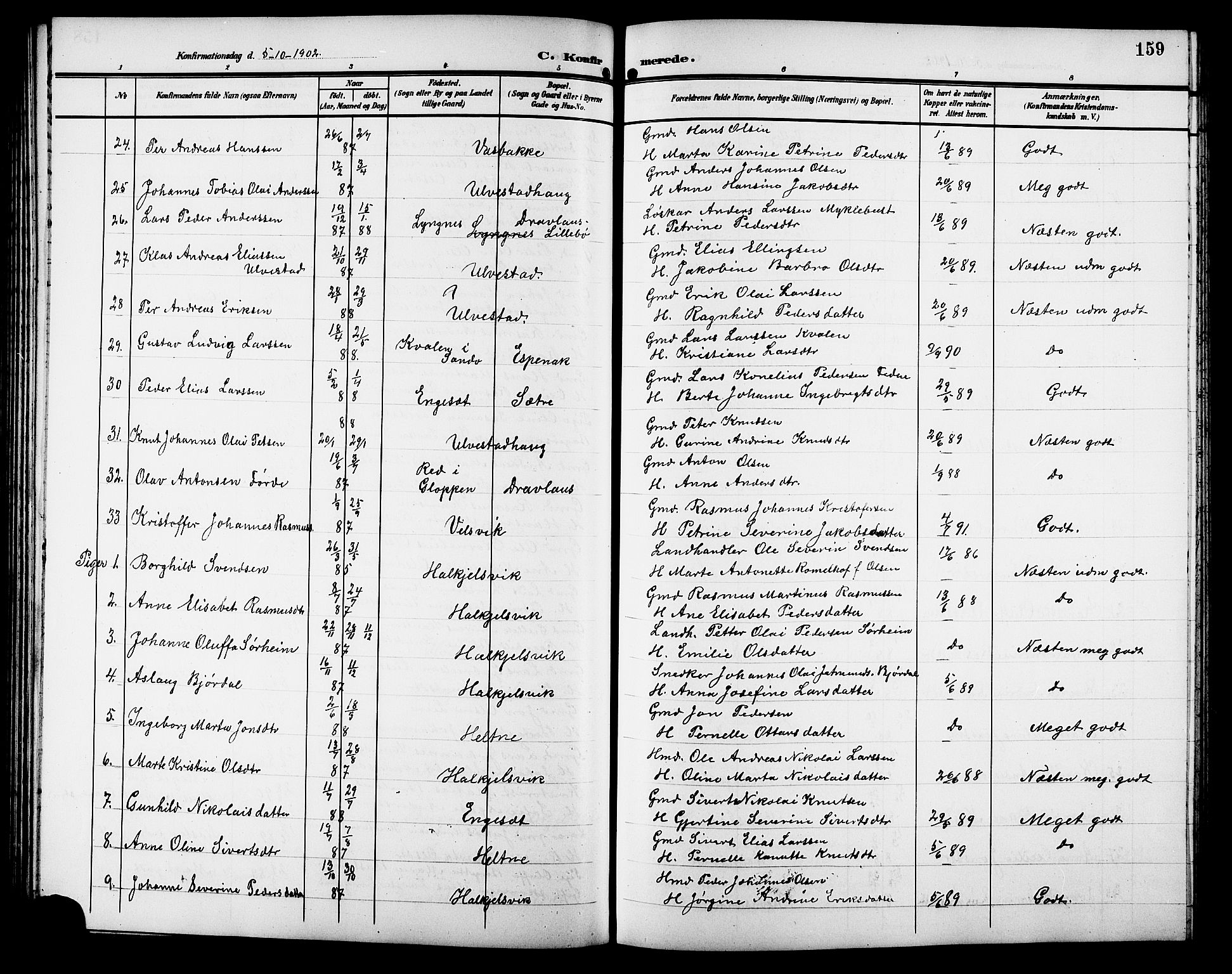 Ministerialprotokoller, klokkerbøker og fødselsregistre - Møre og Romsdal, AV/SAT-A-1454/511/L0159: Klokkerbok nr. 511C05, 1902-1920, s. 159