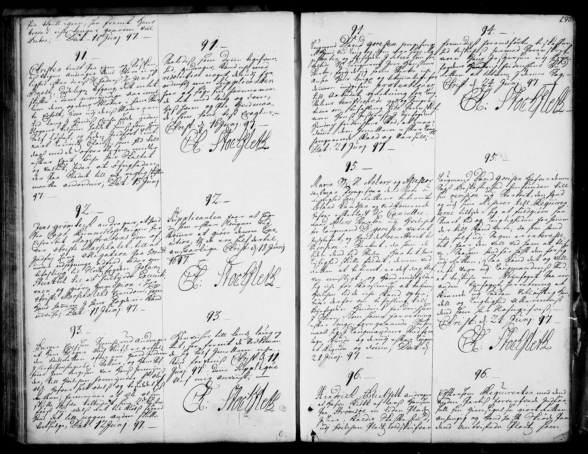 Stattholderembetet 1572-1771, AV/RA-EA-2870/Ad/L0005: Supplikasjons- og resolusjonsprotokoll, 1692-1699, s. 192b-193a