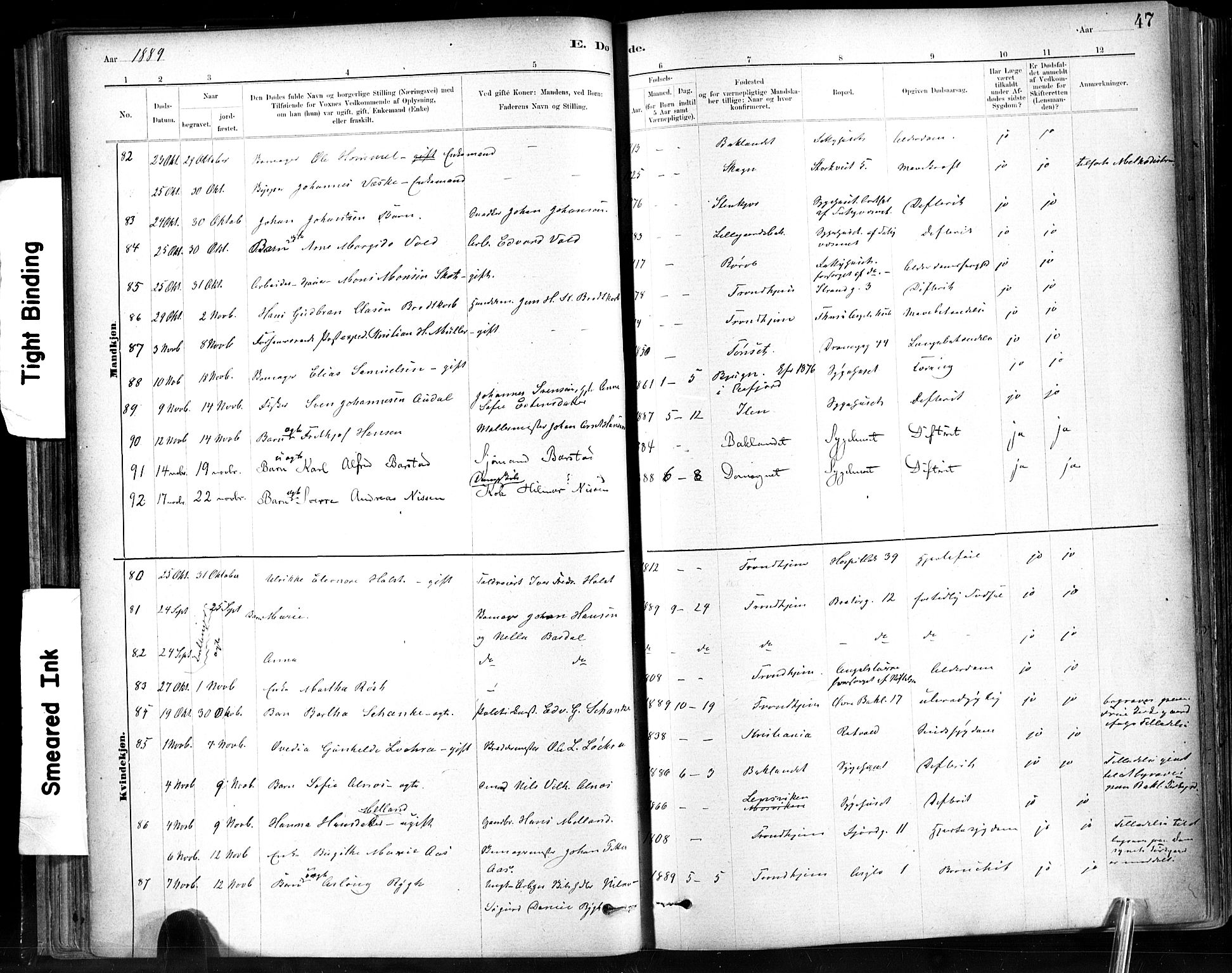 Ministerialprotokoller, klokkerbøker og fødselsregistre - Sør-Trøndelag, SAT/A-1456/602/L0120: Ministerialbok nr. 602A18, 1880-1913, s. 47